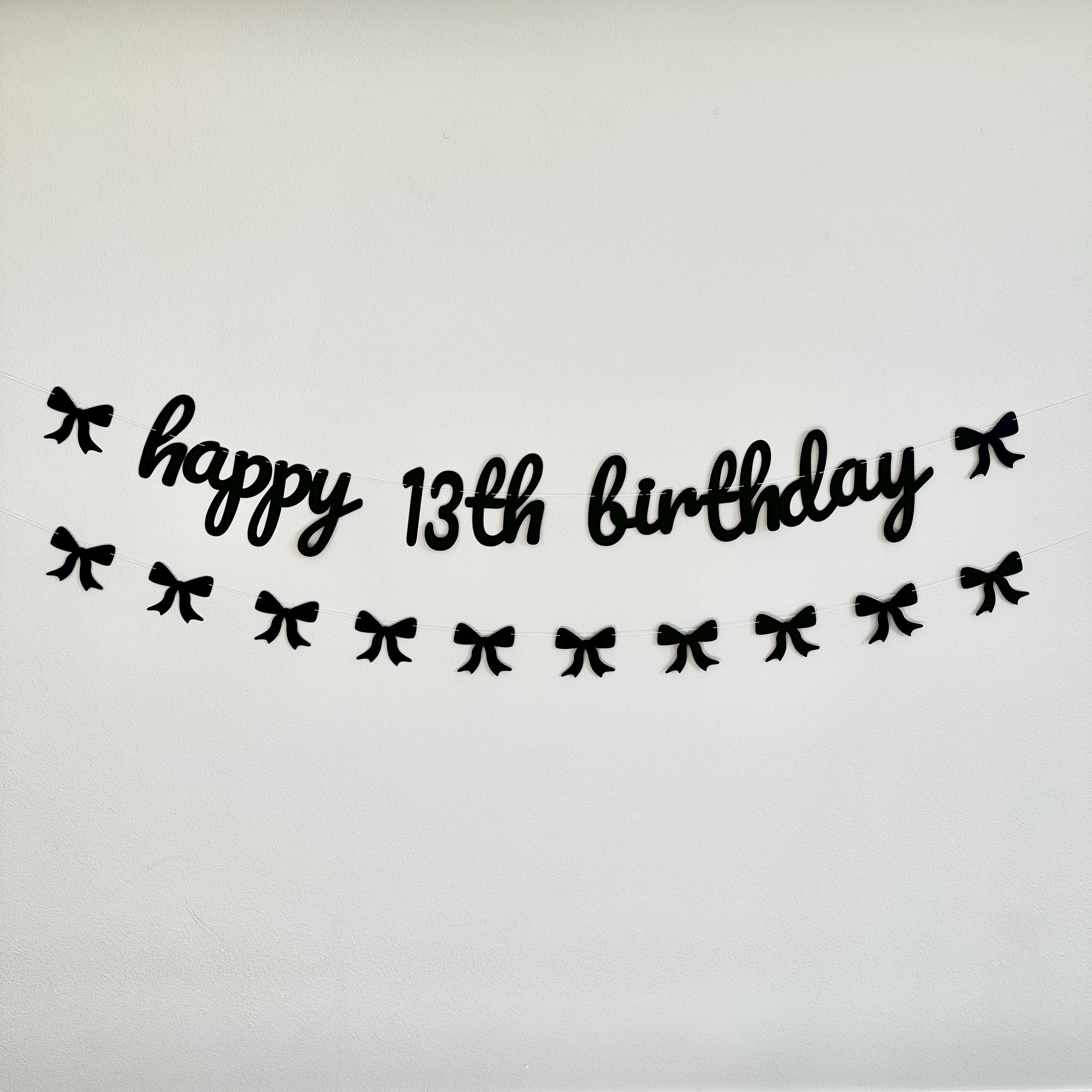 Happy Birthday Banner, 13th Birthday Decorations, Coquette Birthday Banner, Coquette Decorations, Coquette Theme, 13th Birthday Party Ideas