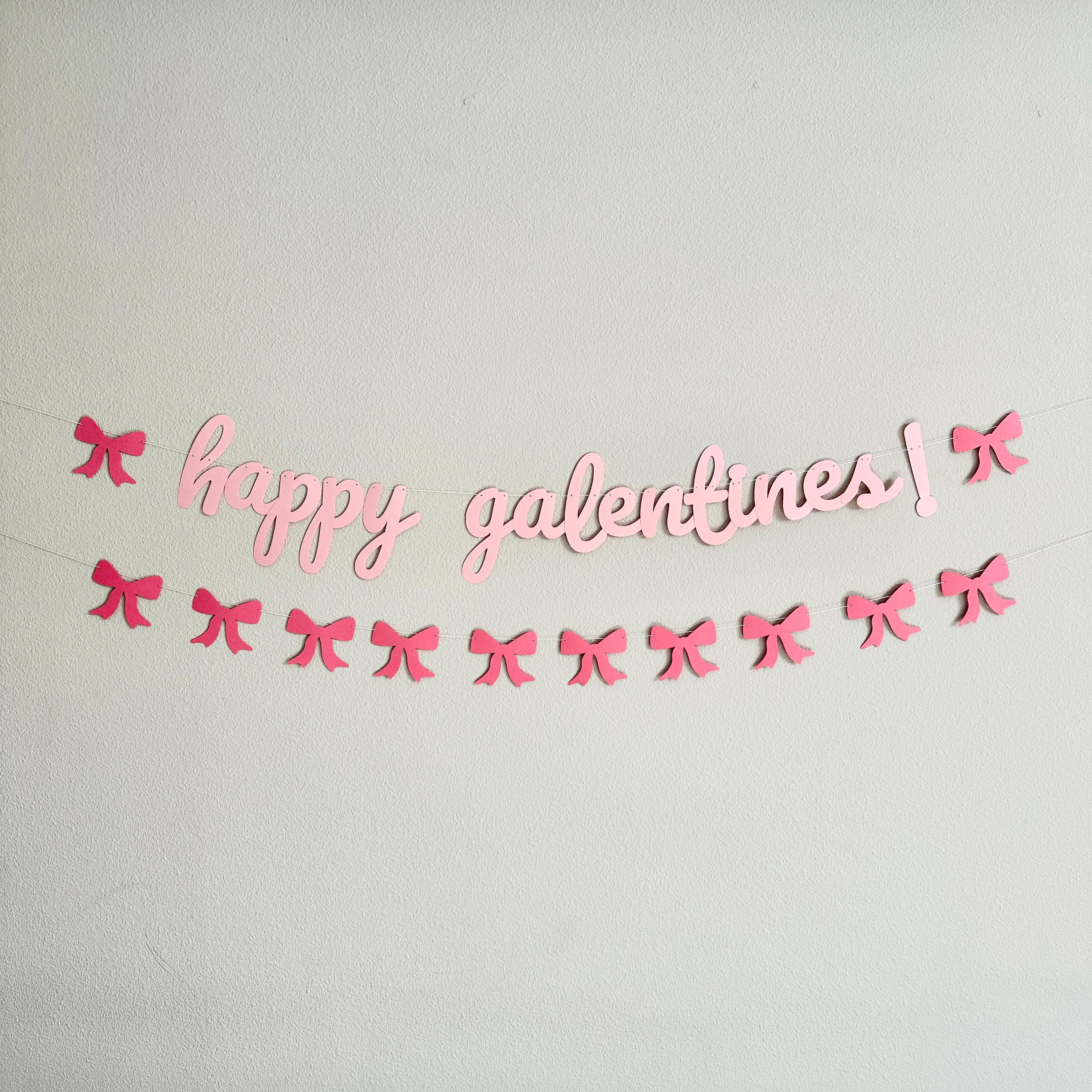 Happy Galentines, Happy Galentine&#39;s Day Banner, Galentine&#39;s Day Decorations, Galentine&#39;s Day Party, COquette Themed Galentine&#39;s Day