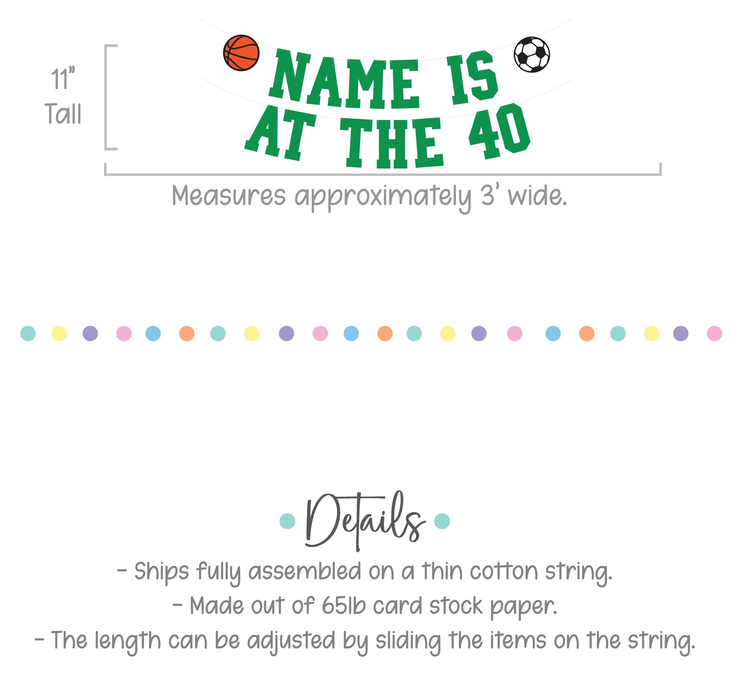 Name Is At The 40, 40th Birthday Decorations, Football Themed Birthday Banner, 40th Birthday Party Ideas, Men&#39;s 40th Birthday Ideas