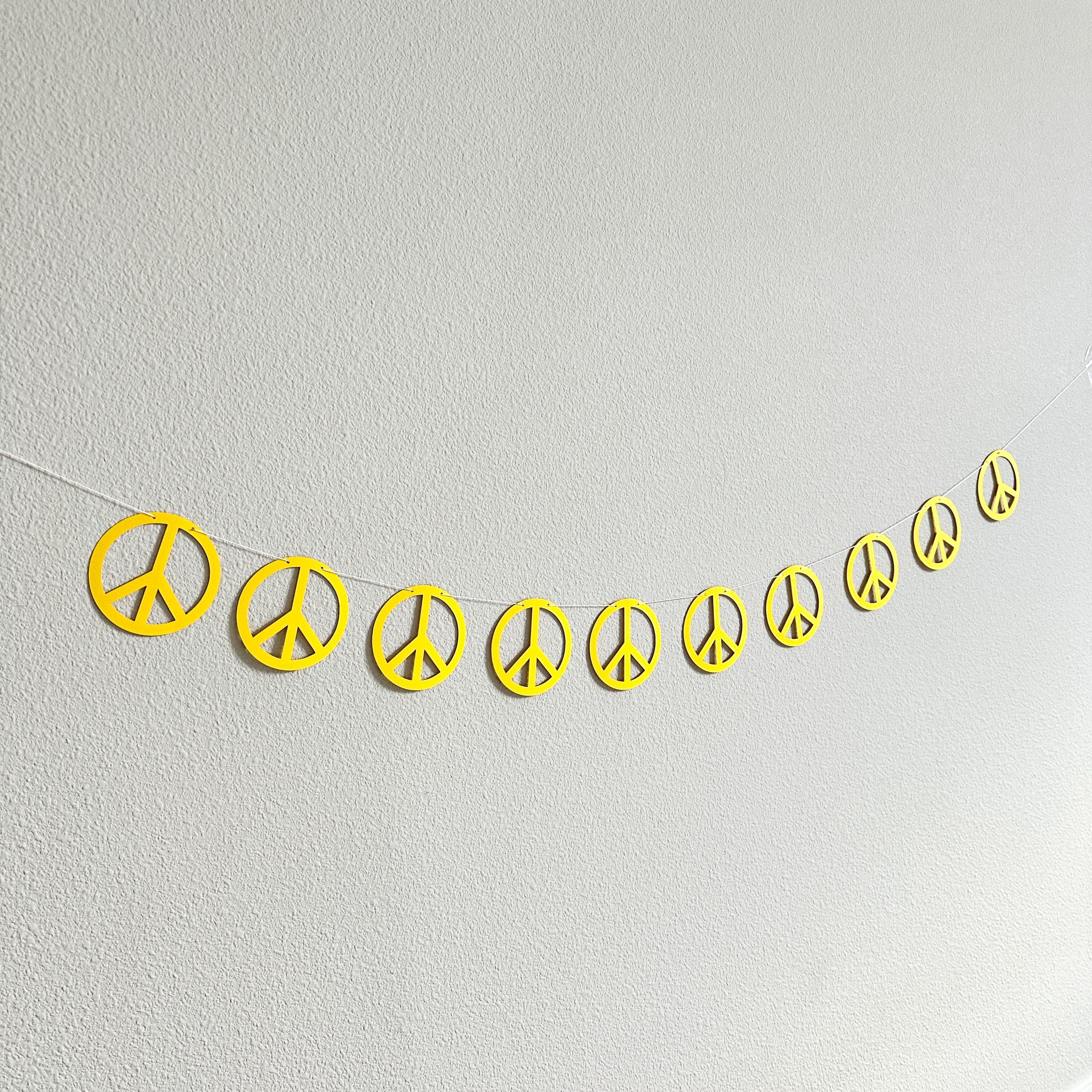 Peace Sign Garland, Peace Sign Banner, Dazed & Engaged, Retro Bachelorette Party, Retro Theme Decorations