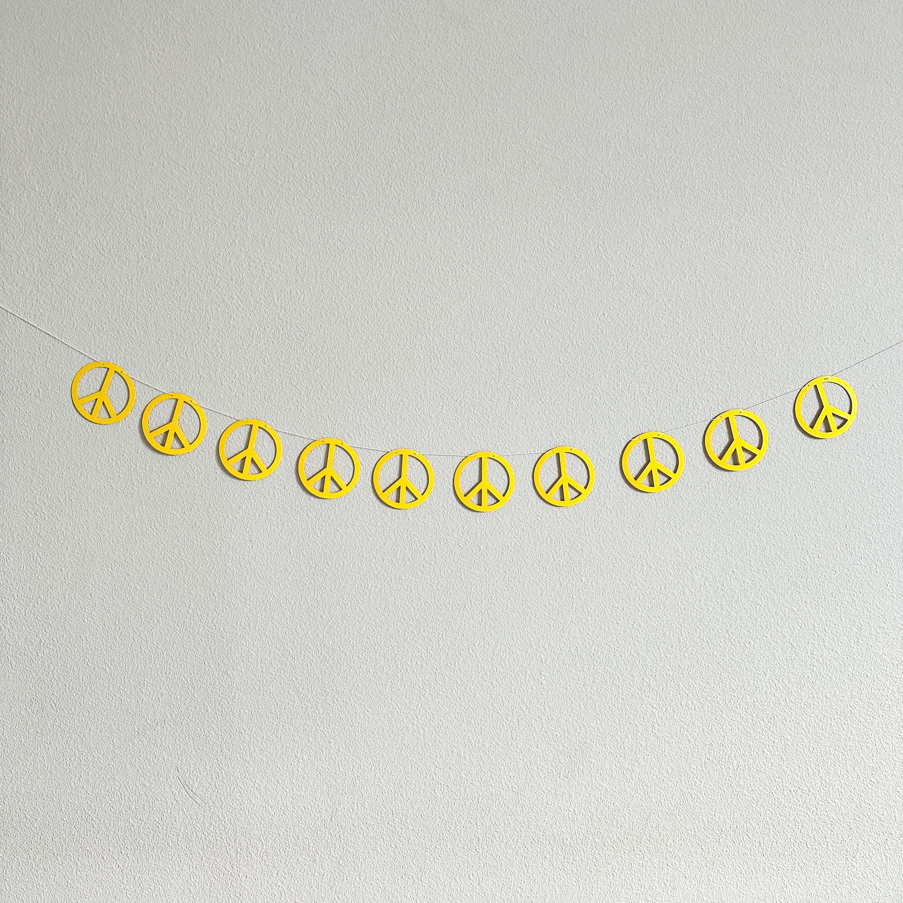 Peace Sign Garland, Peace Sign Banner, Dazed & Engaged, Retro Bachelorette Party, Retro Theme Decorations