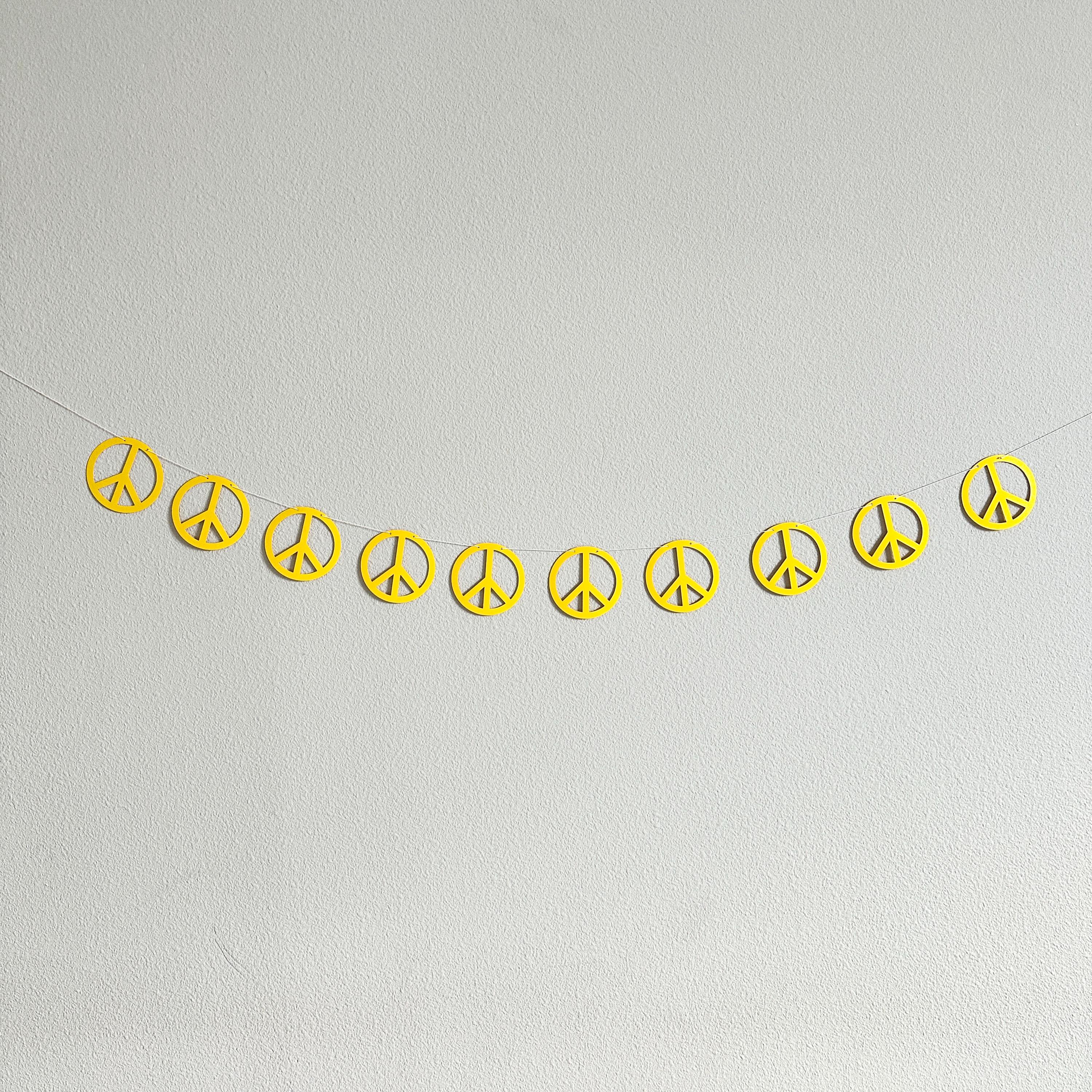 Peace Sign Garland, Peace Sign Banner, Dazed & Engaged, Retro Bachelorette Party, Retro Theme Decorations