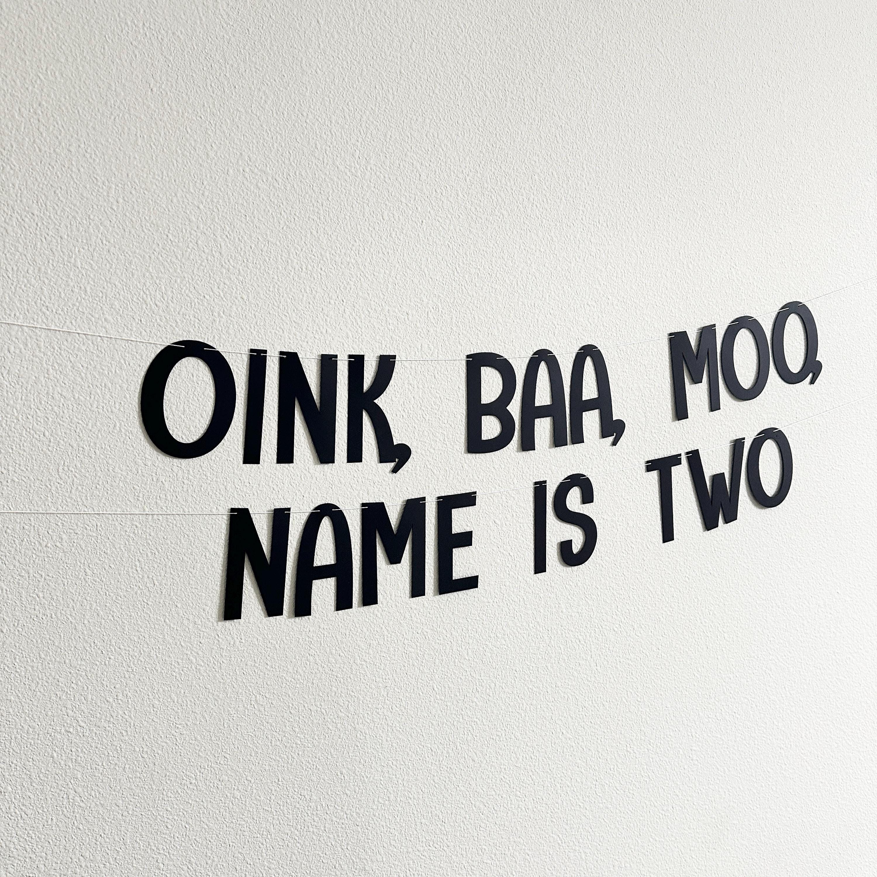 Oink Baa Moo Name Is Two, Animal Themed Birthday Banner, Farm Birthday Party Decorations, Farm Animal Birthday Party