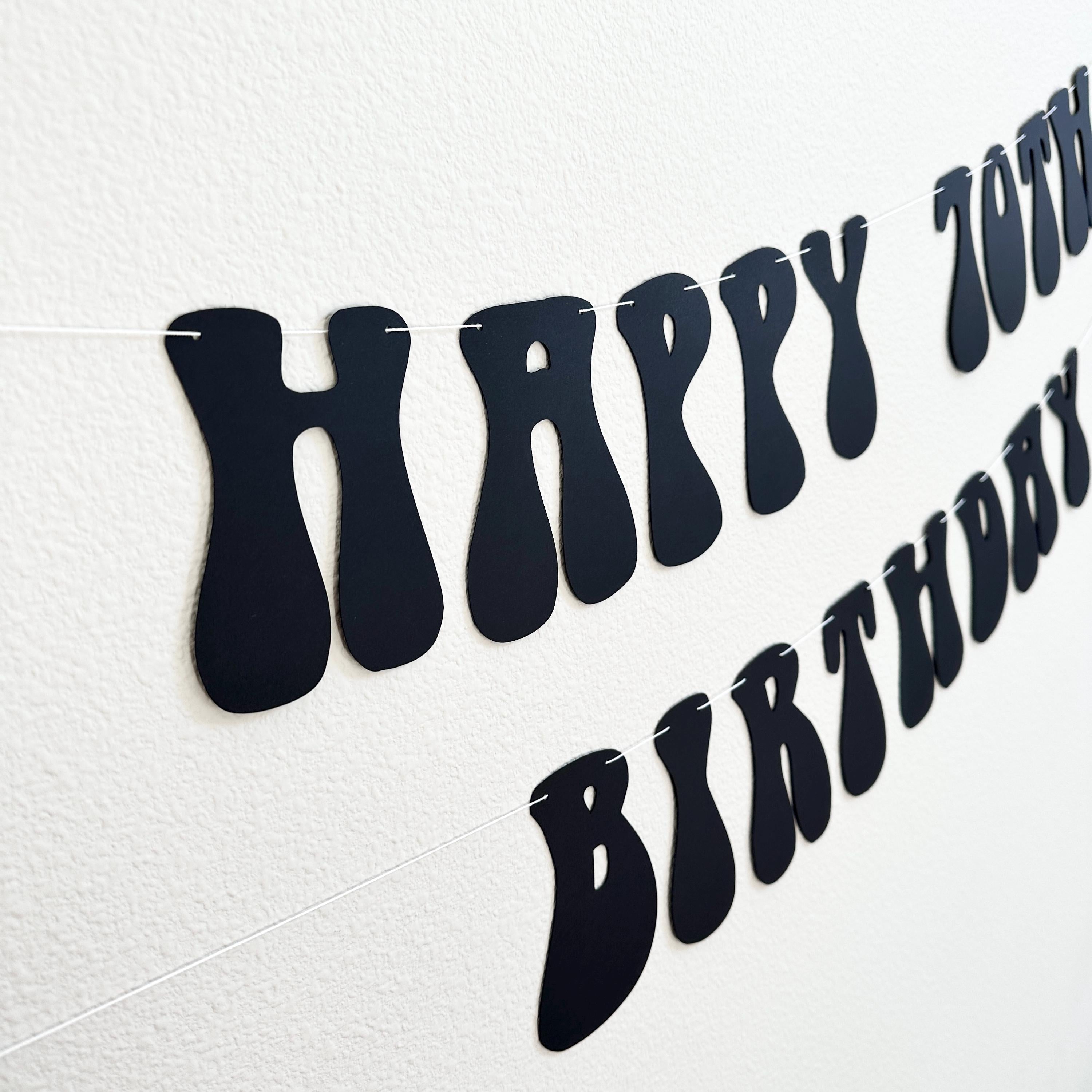 Happy 70th Birthday, 70th Birthday Banner, 70th Birthday Decorations, Retro Themed 70th Birthday Party Celebration