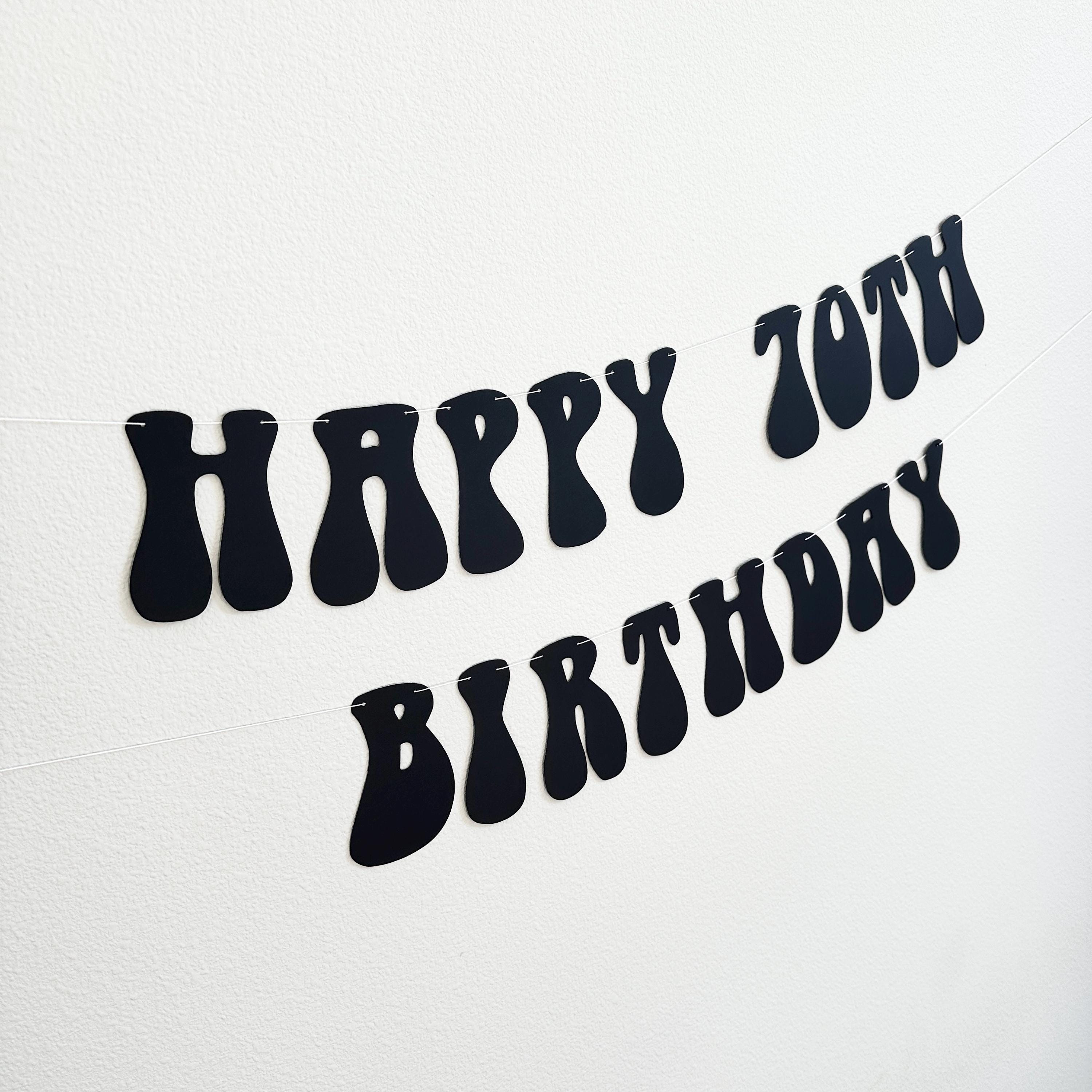 Happy 70th Birthday, 70th Birthday Banner, 70th Birthday Decorations, Retro Themed 70th Birthday Party Celebration