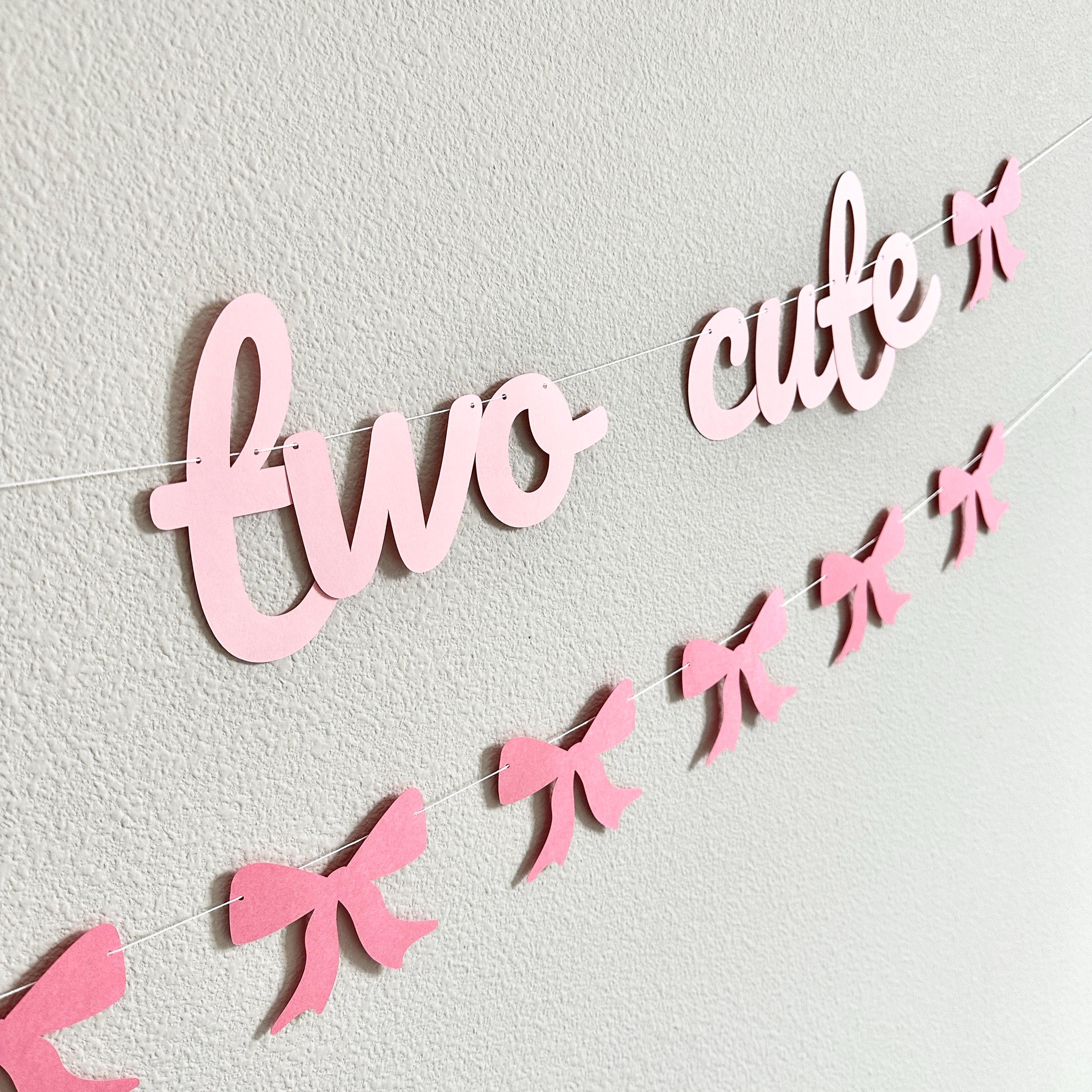 Name Is Two Cute, Two Cute Decorations, 2nd Birthday Party Banner, Coquette Themed 2nd Birthday Decorations, Two Cute