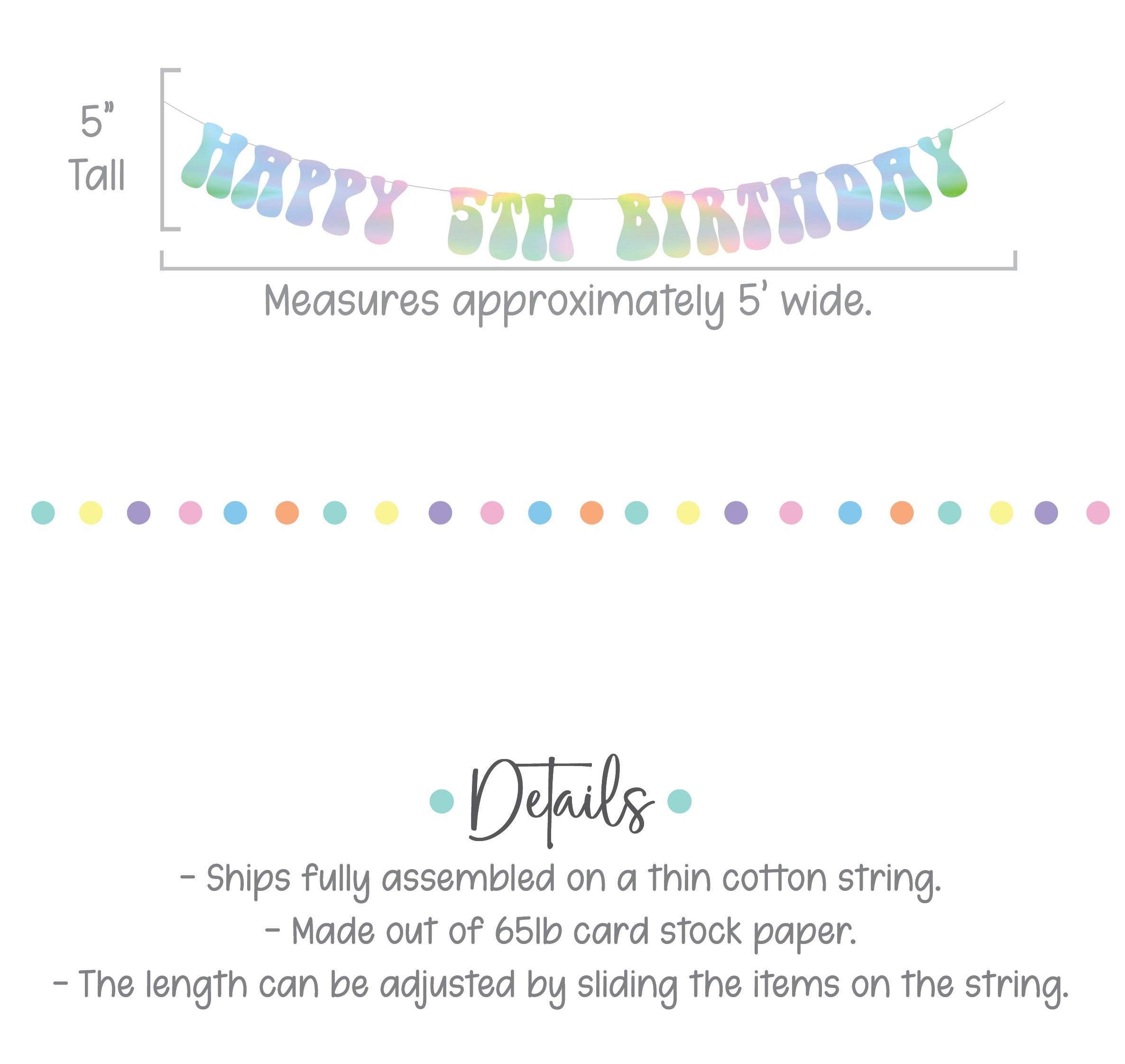 Happy 5th Birthday Banner, Holographic Birthday Banner, Holographic Birthday Decorations, Customizable Birthday Banner, 5th Birthday Ideas