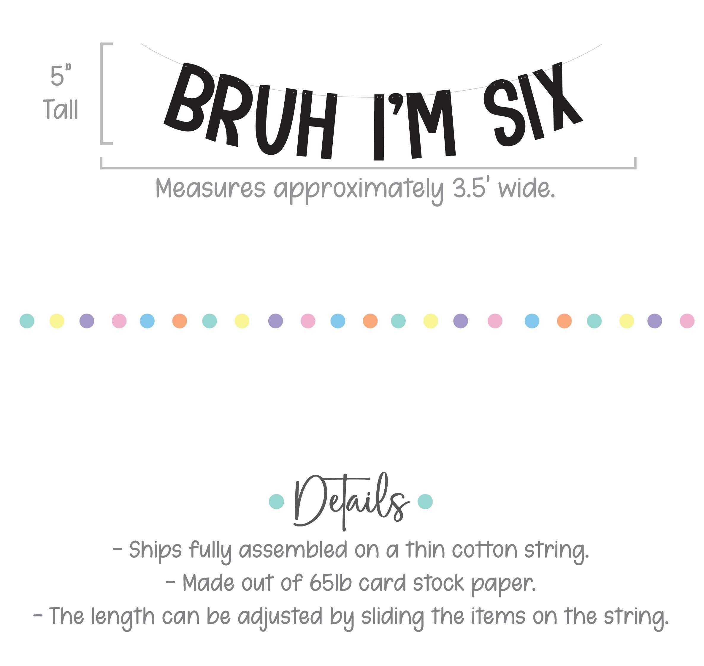 Bruh I&#39;m Six, 6th Birthday Banner, Sixth Birthday Decorations, Bruh I&#39;m Six Banner, 6th Birthday Ideas, Boys 6th Birthday Ideas