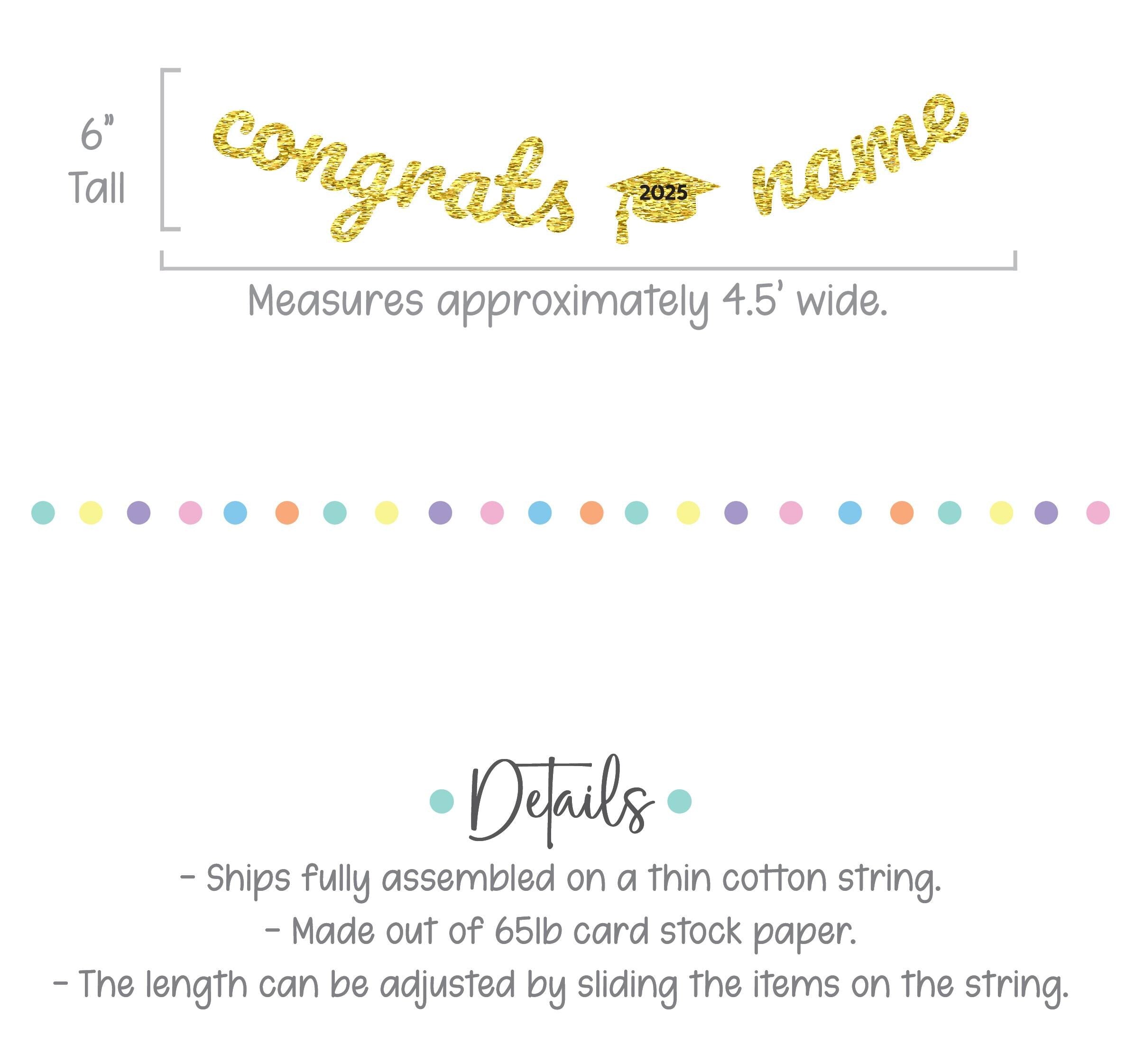 Graduation Banner, 2025 Graduation Decorations, 2025 Grad Party Banner, Gold Graduation Decorations, Custom Graduation Banner