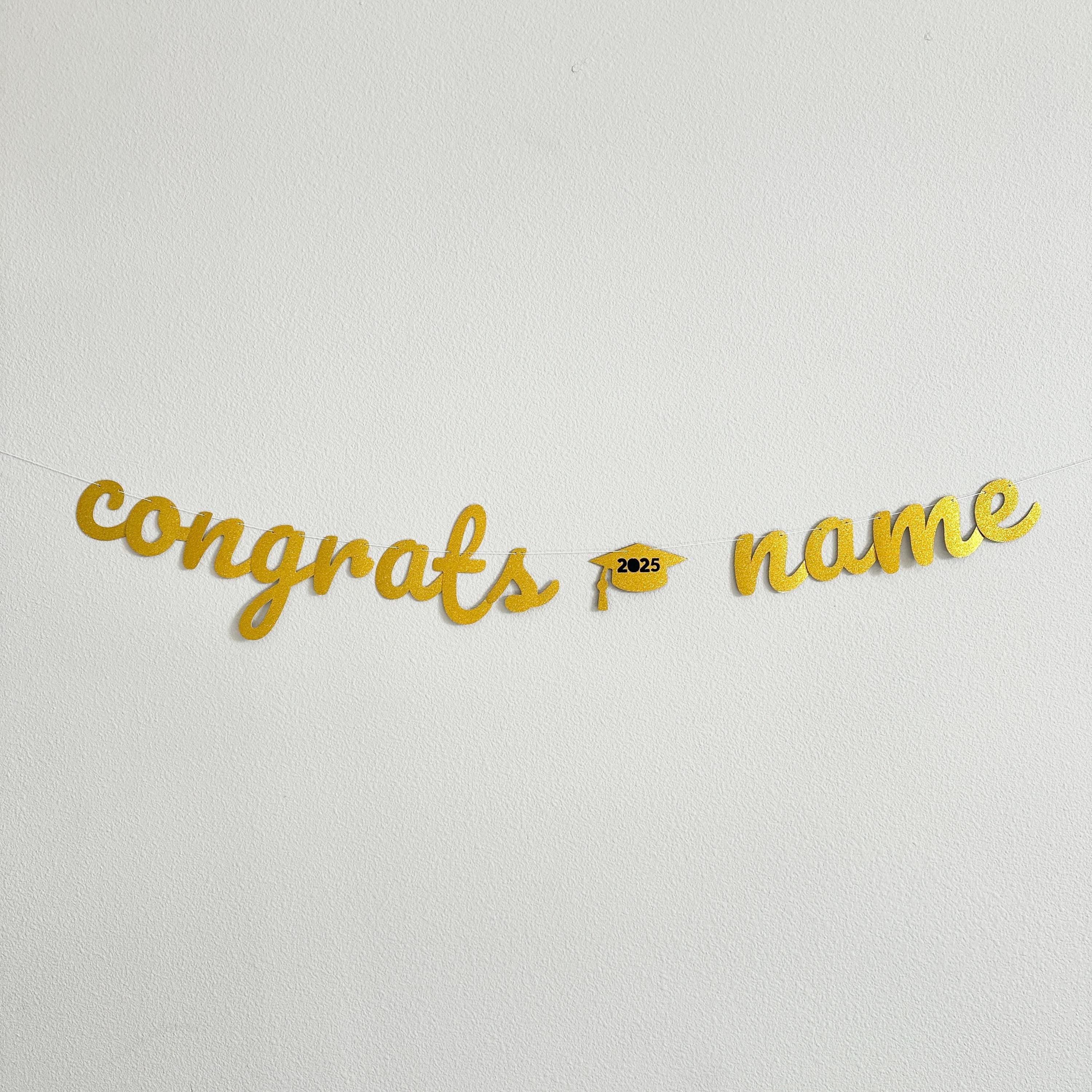 Graduation Banner, 2025 Graduation Decorations, 2025 Grad Party Banner, Gold Graduation Decorations, Custom Graduation Banner