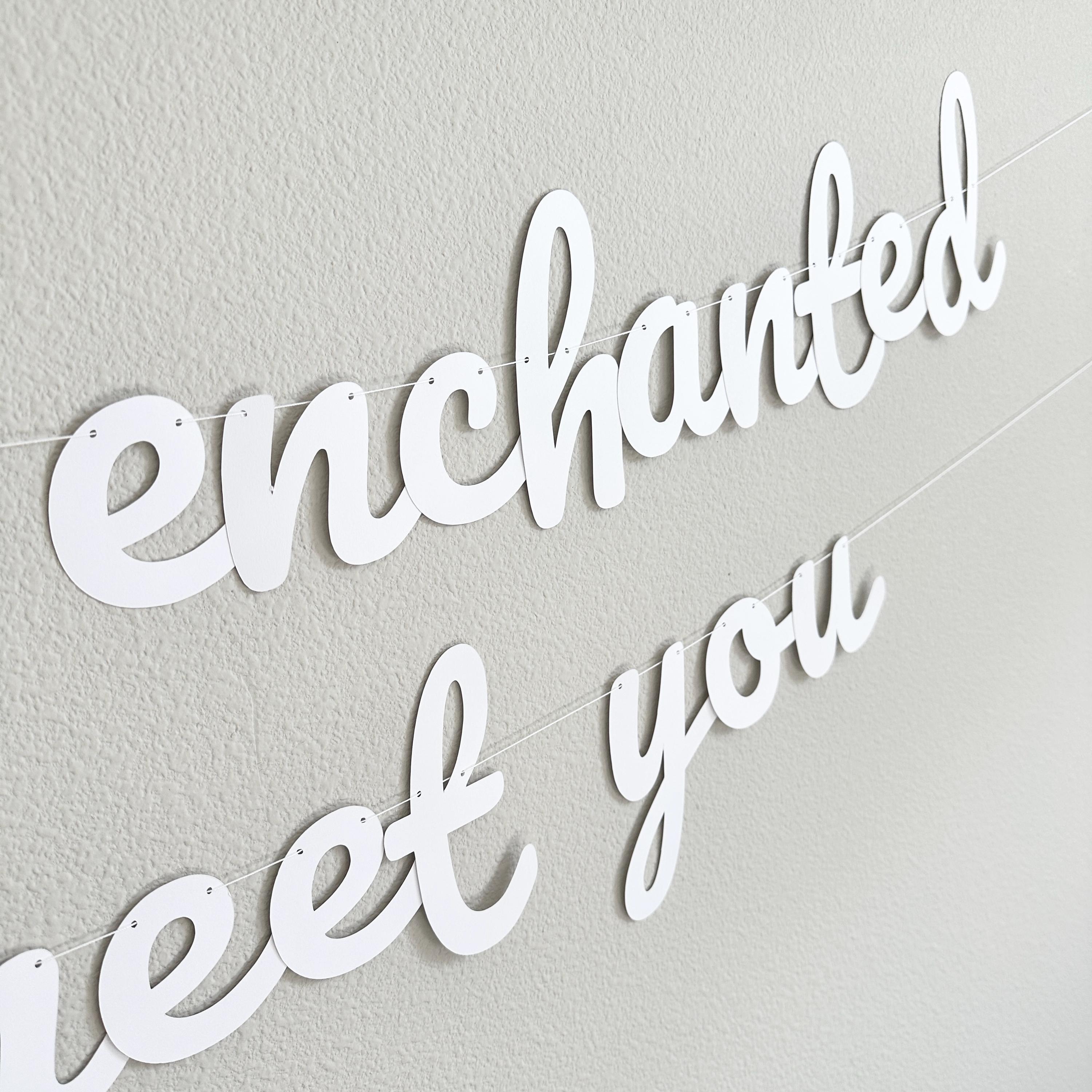 We Are Enchanted To Meet You, Baby Shower Banner, Baby Shower Ideas, Cursive Baby Shower Banner, Enchanted Baby Shower Theme