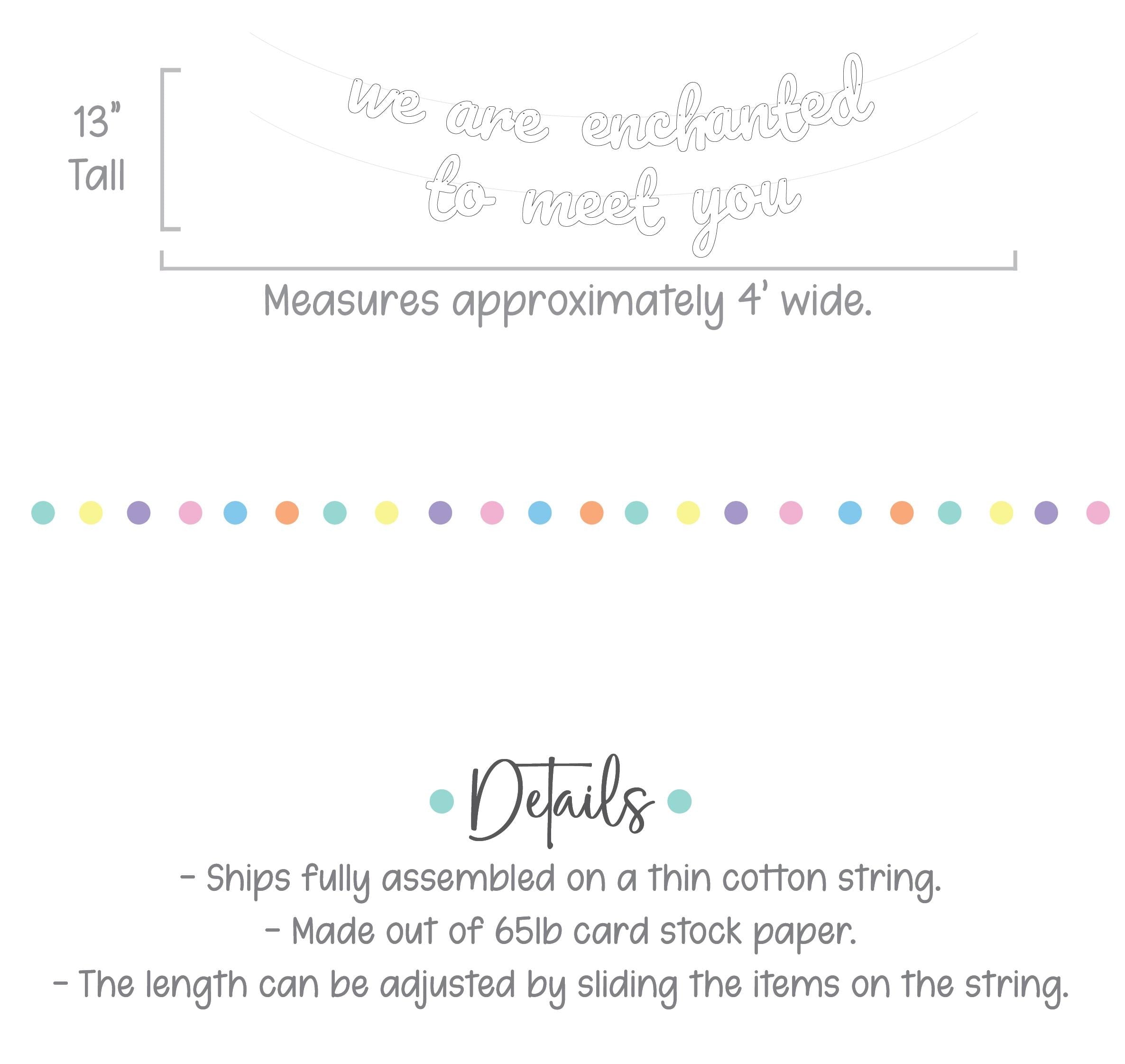 We Are Enchanted To Meet You, Baby Shower Banner, Baby Shower Ideas, Cursive Baby Shower Banner, Enchanted Baby Shower Theme