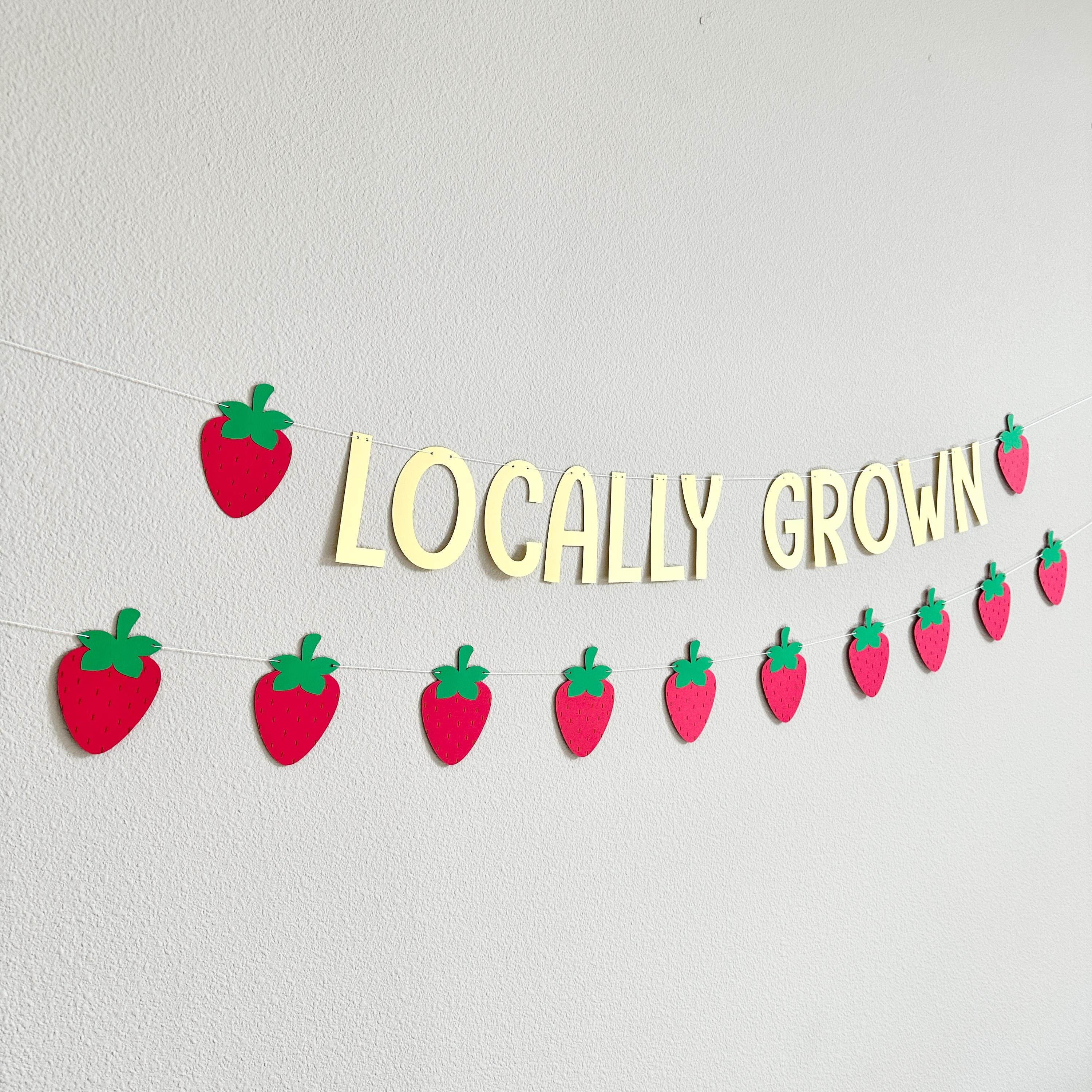 Locally Grown, Locally Grown Banner, Strawberry Theme, Farmer&#39;s Market Birthday Party Decorations, Locally Grown Baby Shower Decorations