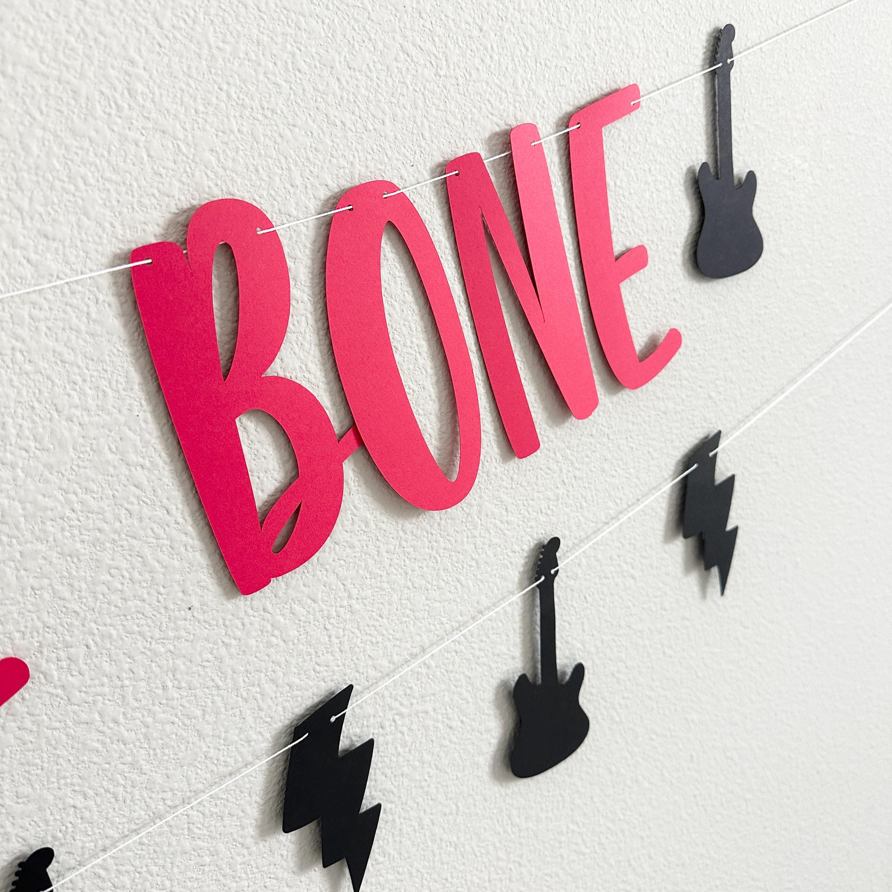 Bad Two the Bone Banner, 2nd Birthday Party Decorations, 2nd Birthday Theme Ideas, Rock 2nd Birthday Party, Boys Second Birthday Party