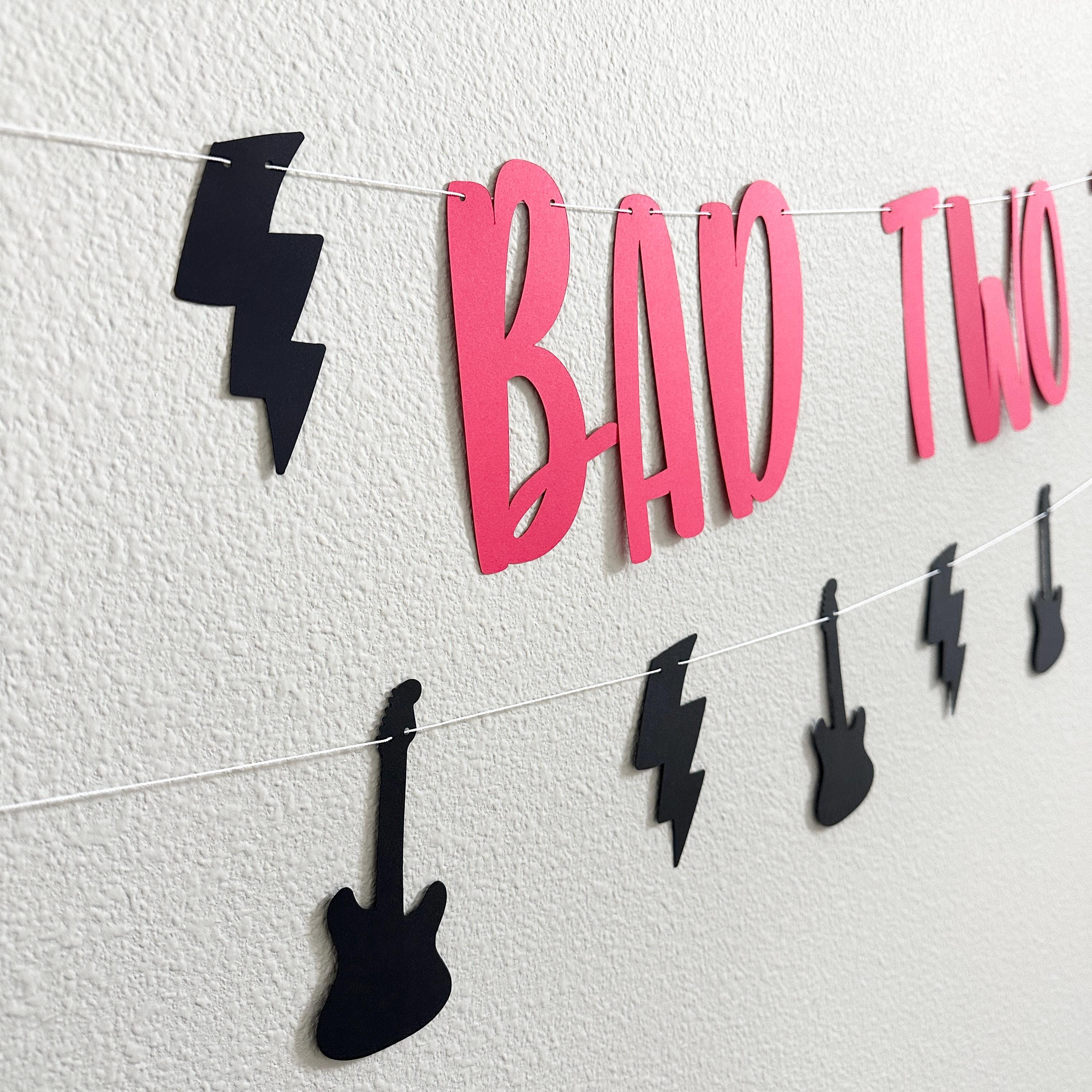 Bad Two the Bone Banner, 2nd Birthday Party Decorations, 2nd Birthday Theme Ideas, Rock 2nd Birthday Party, Boys Second Birthday Party