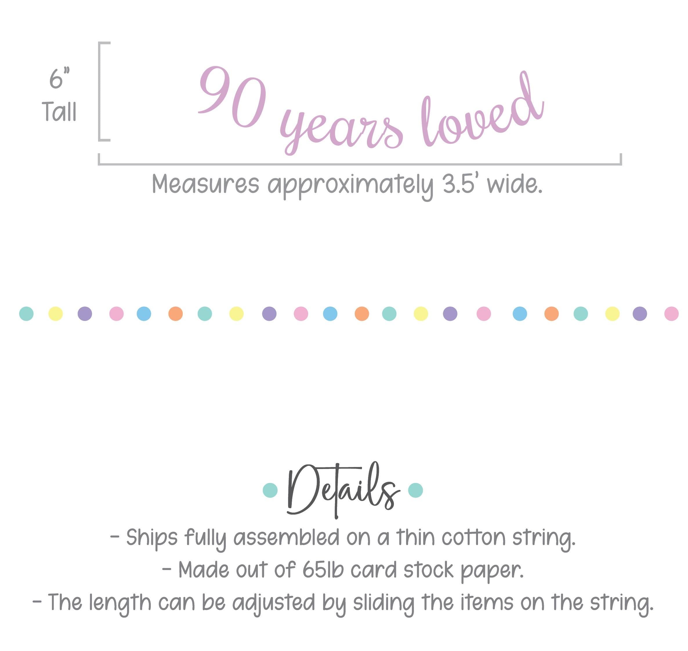 90 Years Loved, 90th Birthday Decorations, 90th Birthday Party Banner, Ninety, 90th Birthday Party Decoration Ideas