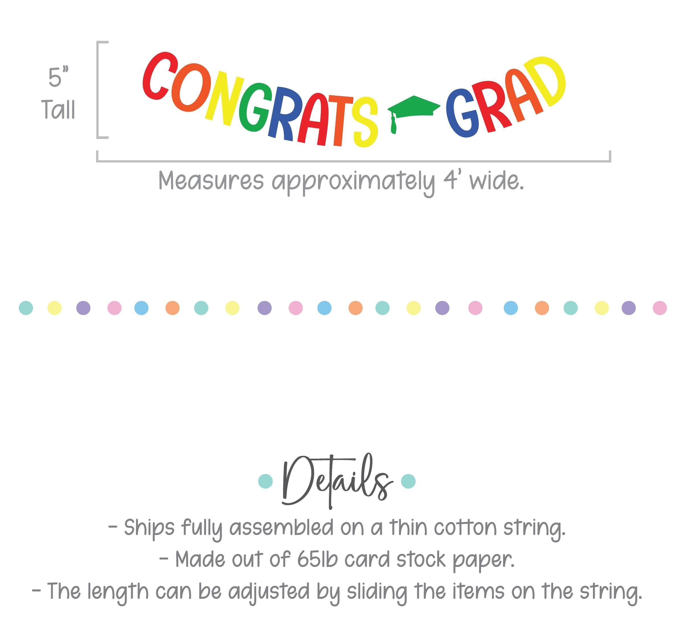 Congrats Grad, Graduation Banner, Rainbow Graduation Banner, Colorful Graduation Decorations, Graduation Party
