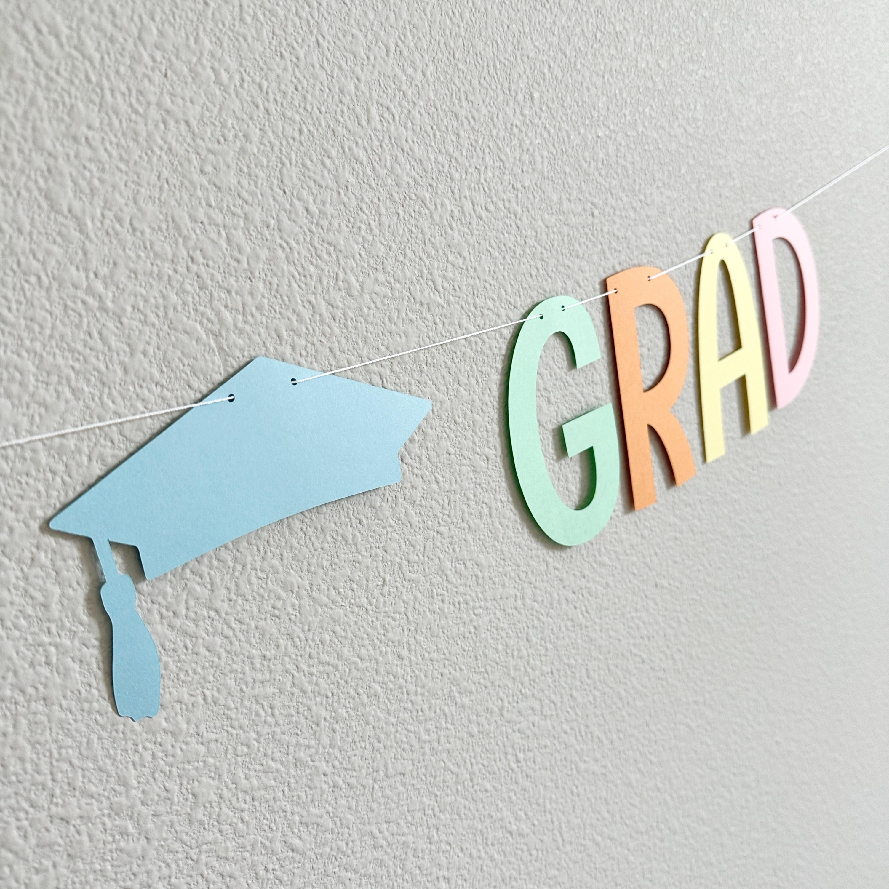 Congrats Grad, Graduation Banner, Pastel Rainbow Graduation Banner, Colorful Graduation Decorations, Graduation Party