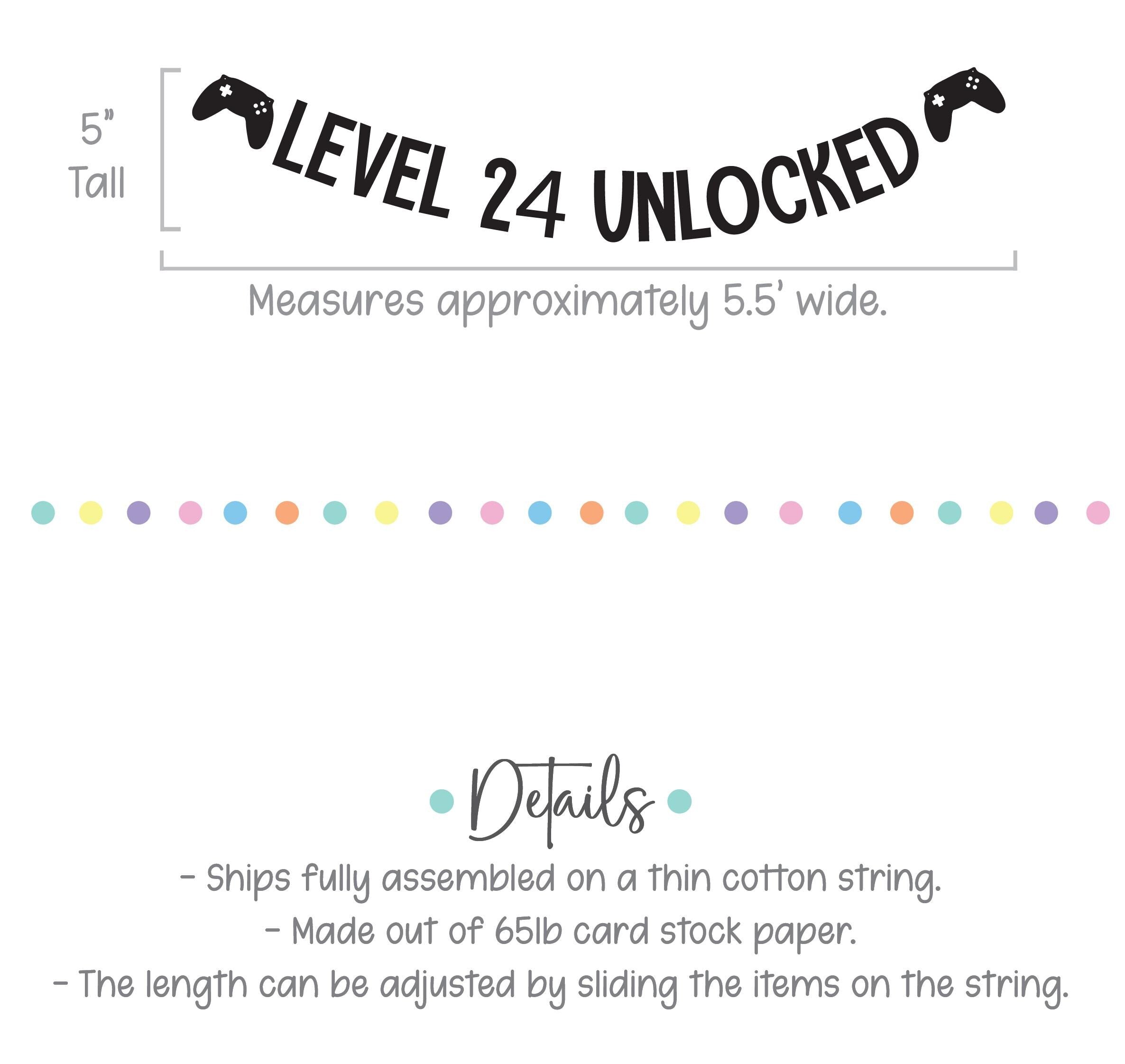 Level 24 Unlocked, Gamer Birthday, Gaming Birthday Banner, 24th Birthday, Video Game Party, 24th Birthday Party Theme Ideas