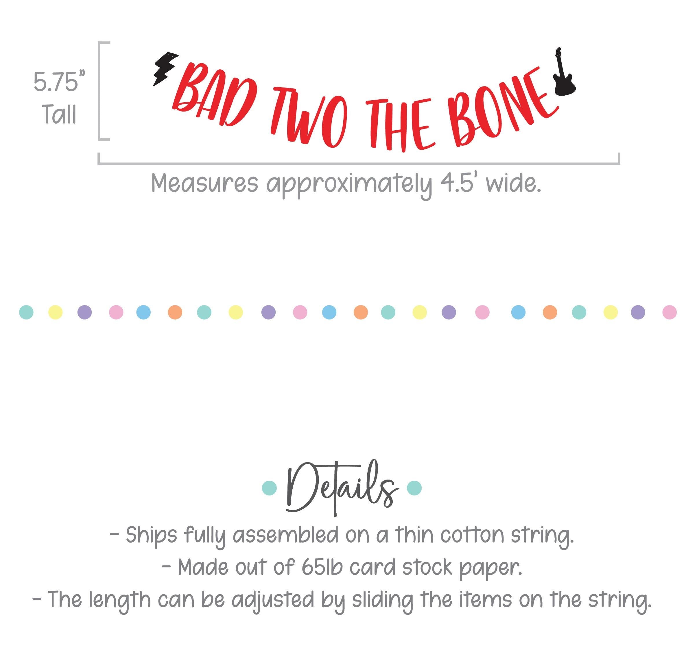 Bad Two the Bone Banner, 2nd Birthday Party Decorations, 2nd Birthday Theme Ideas, Rock 2nd Birthday Party, Boys Second Birthday Party