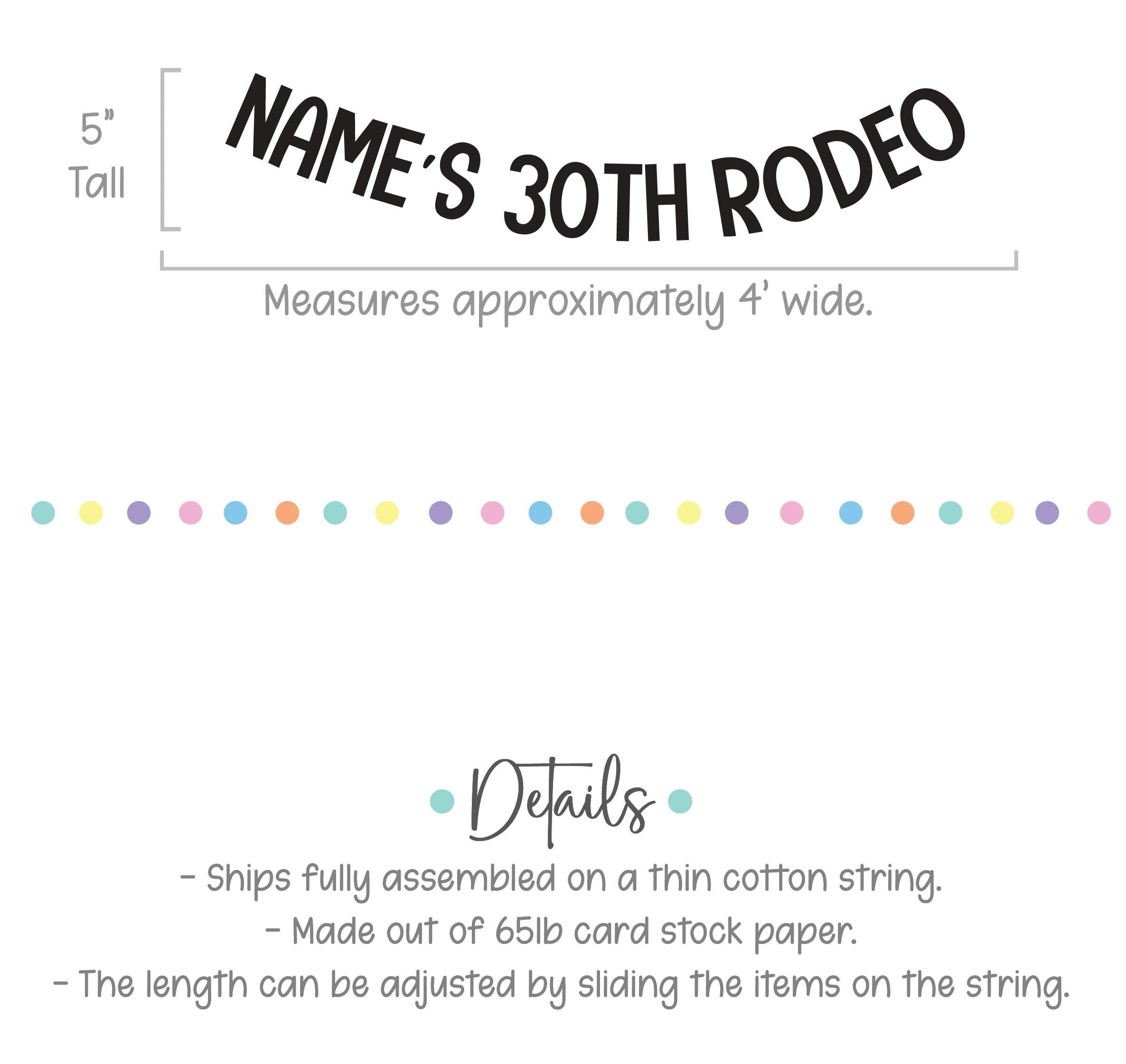 Name&#39;s 30th Rodeo Banner, 30th Birthday Party Theme Decorations, Men&#39;s 30th Birthday Party Banner, Custom 30th Birthday Party Sign
