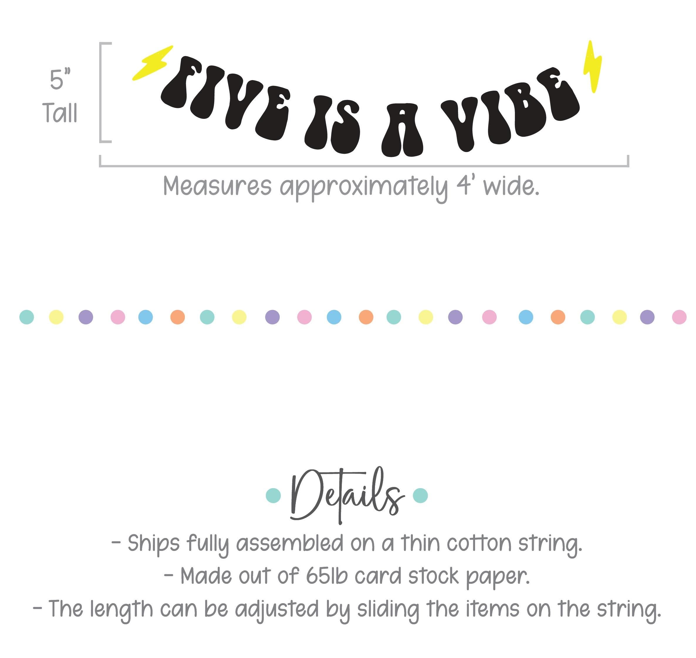 Five Is A Vibe, 5th Birthday Party Banner, Five Is A Vibe Banner, 5 Is A Vibe Decorations, 5th Birthday Decorations, 5th Birthday