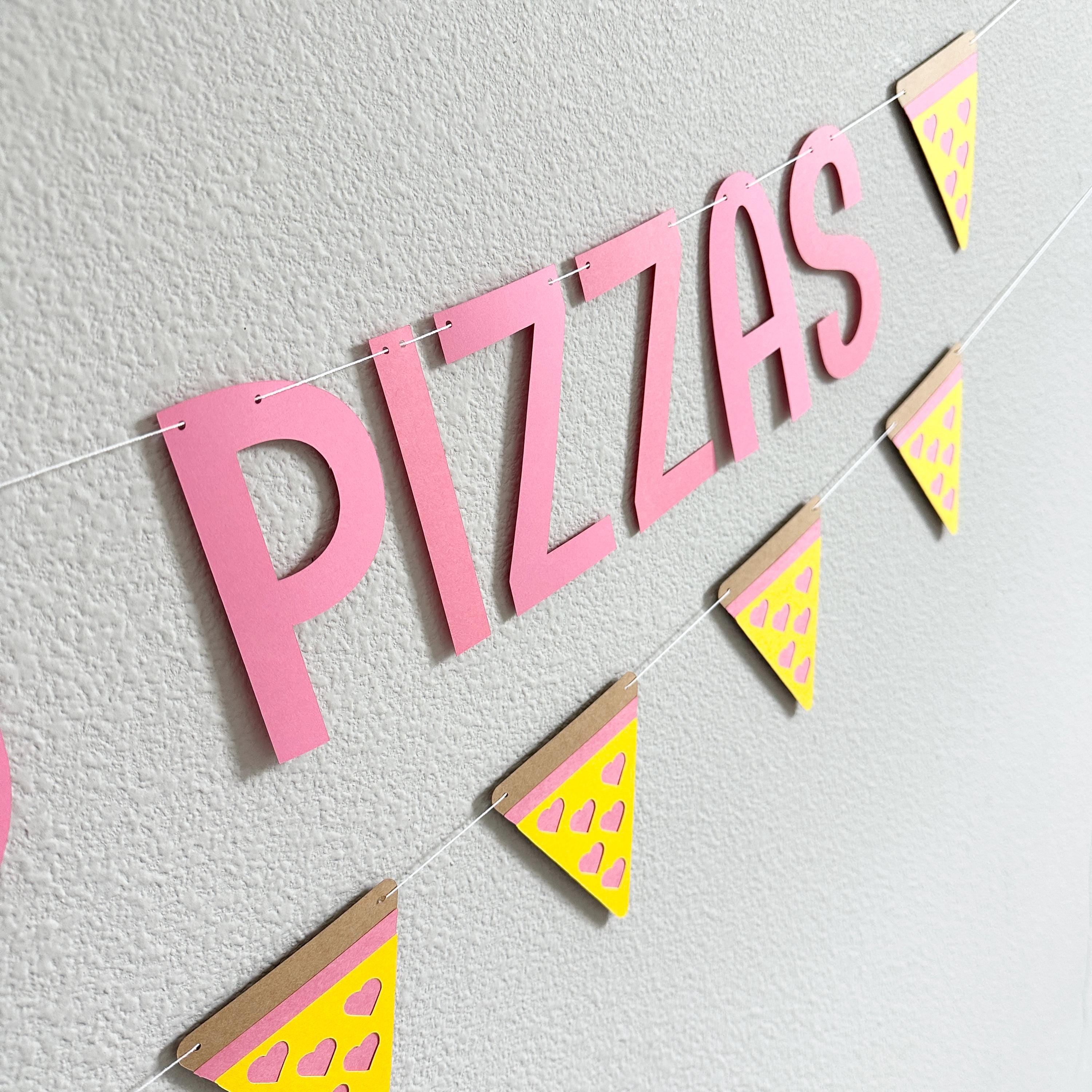 Custom Pizza Banner, Pizza Hearts Decorations, Pink Pizza Birthday Party Decorations, Hearts And Pizza Theme Banner, Girl&#39;s Pizza Party