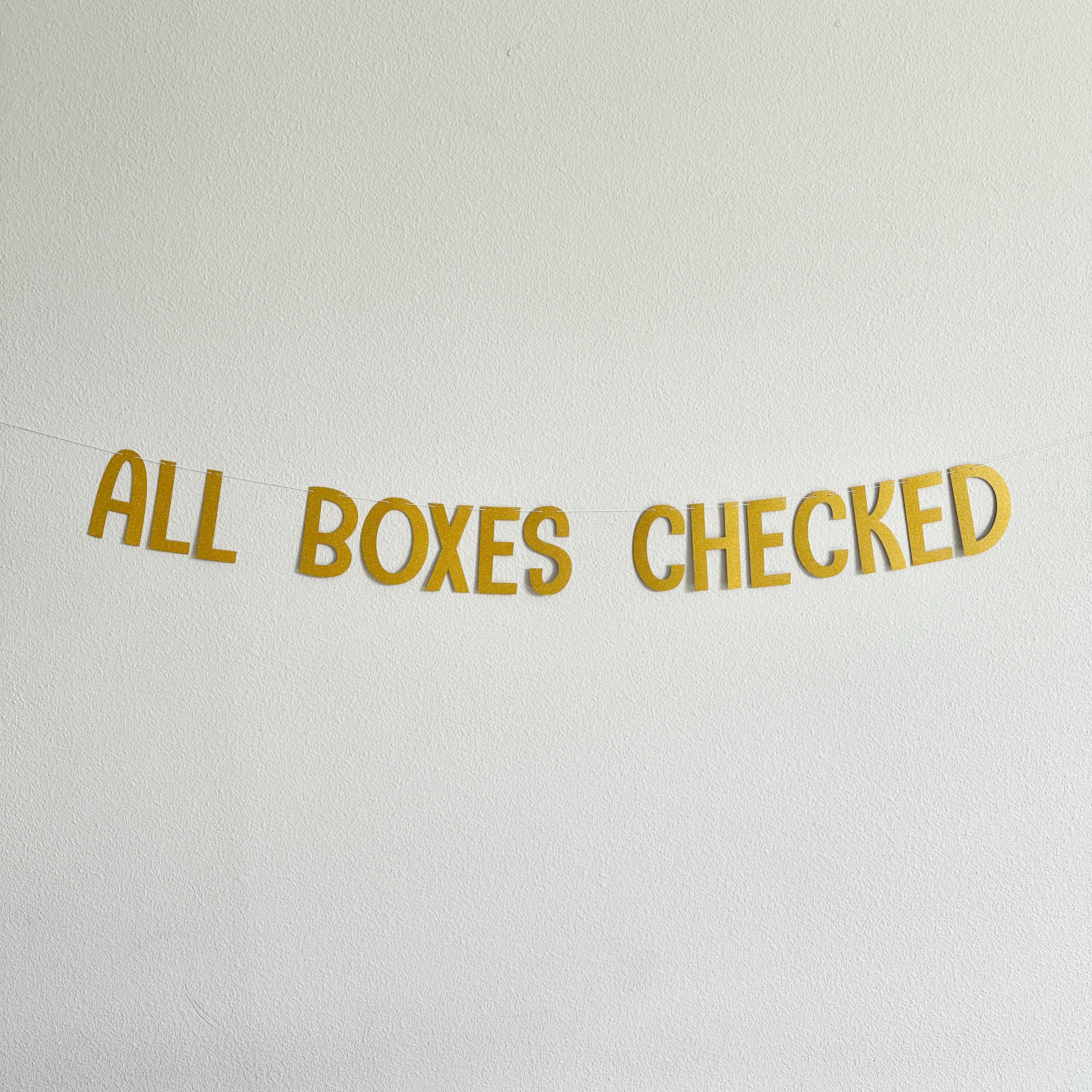 All Boxes Checked Banner, Bridal Shower Decorations, Bachelorette Party Trends, Bachelorette Decorations, All Boxes Checked Decorations