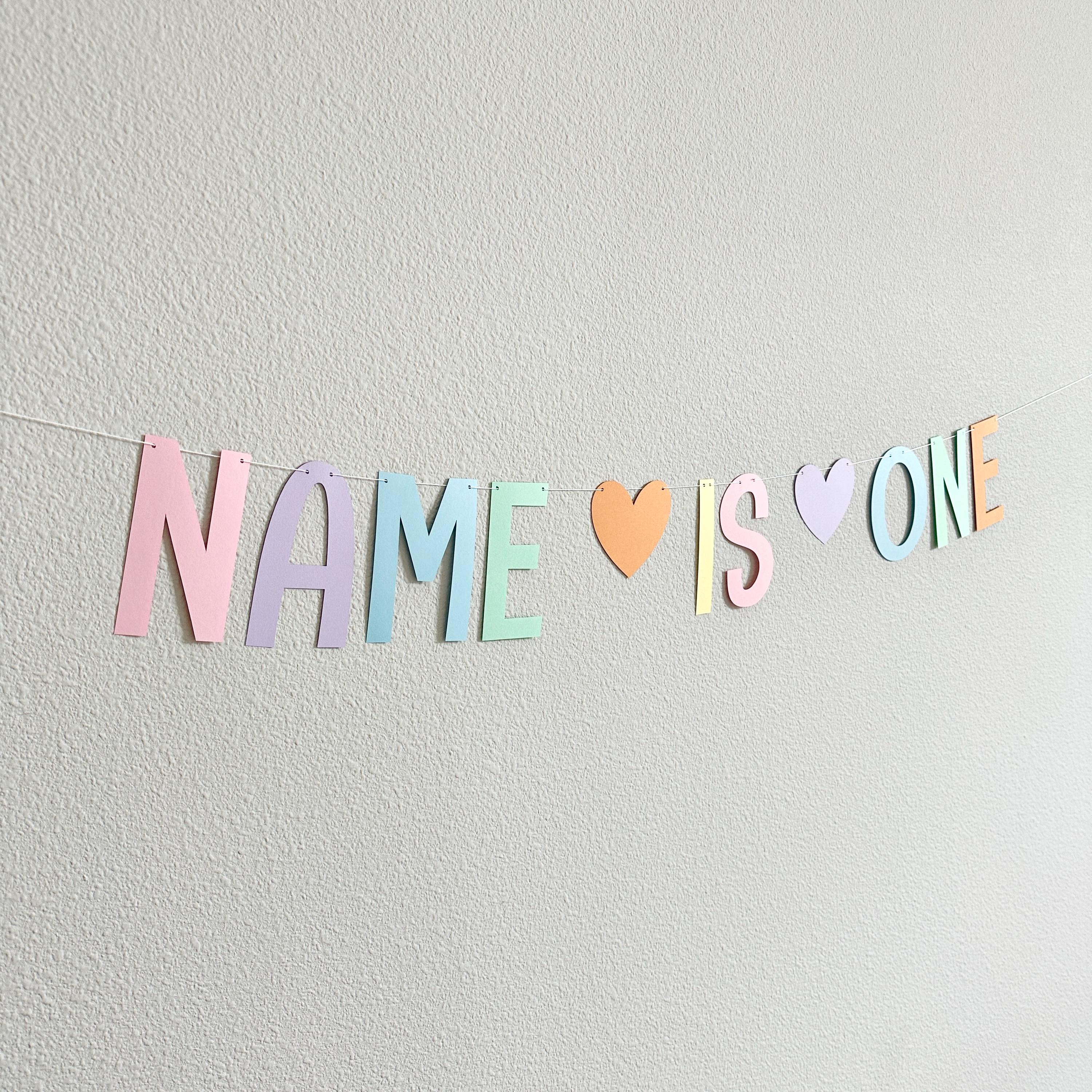 Name Is One Banner, 1st Birthday Banner Rainbow Pastels, Girl&#39;s 1st Birthday Banner, Personalized First Birthday Banner