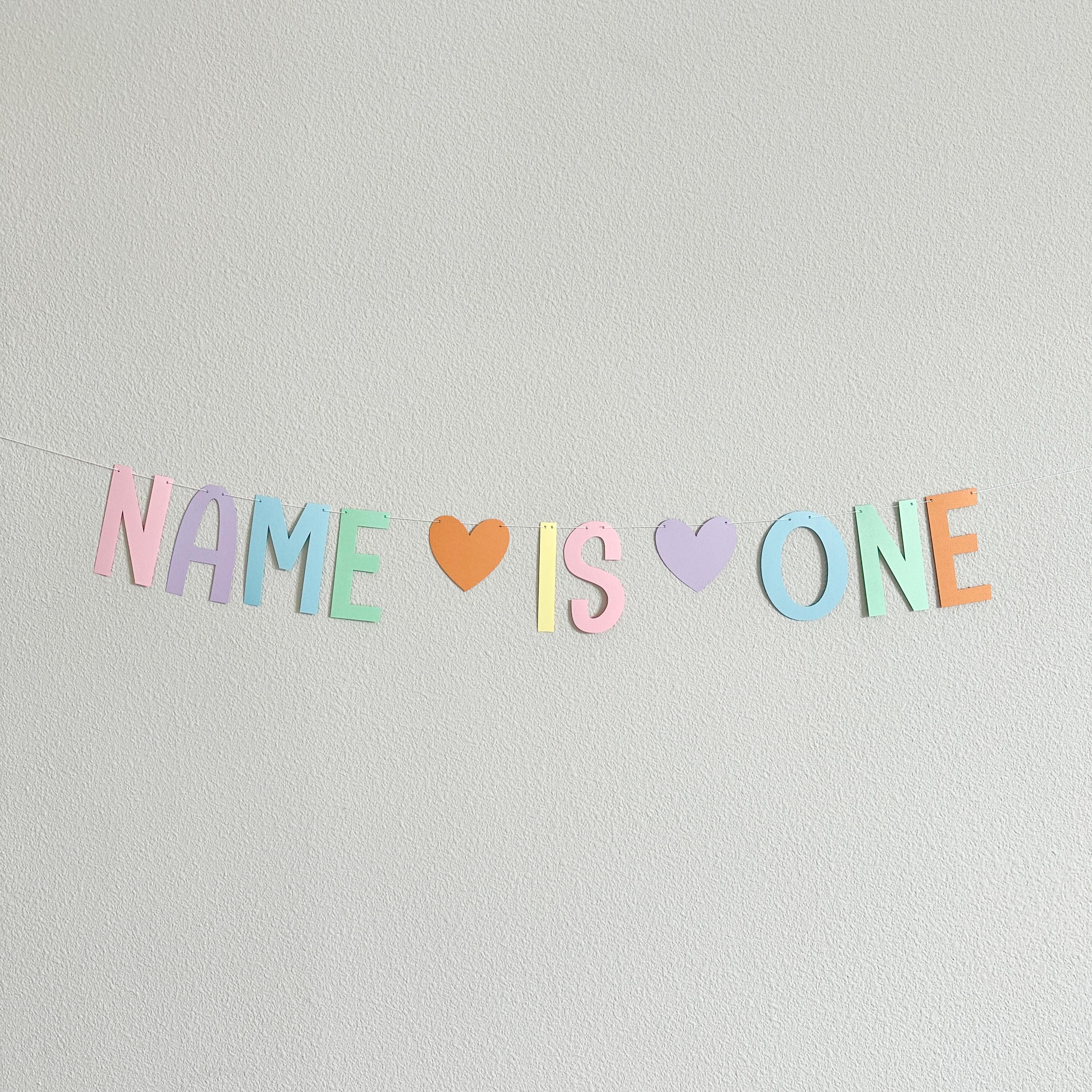Name Is One Banner, 1st Birthday Banner Rainbow Pastels, Girl&#39;s 1st Birthday Banner, Personalized First Birthday Banner
