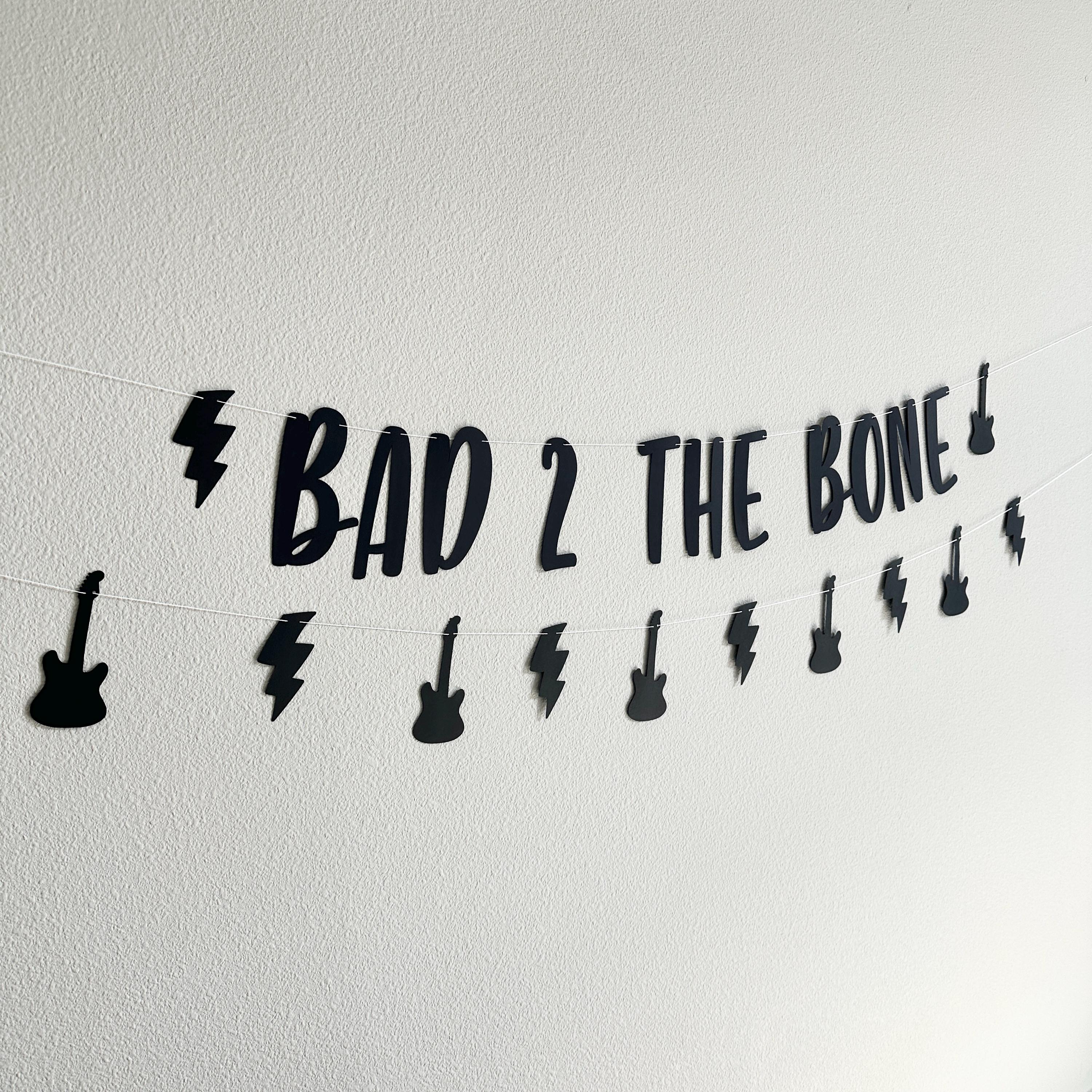 Bad 2 the Bone Banner, 2nd Birthday Party Decorations, 2nd Birthday Theme Ideas, Rock 2nd Birthday Party, Boys Second Birthday Party