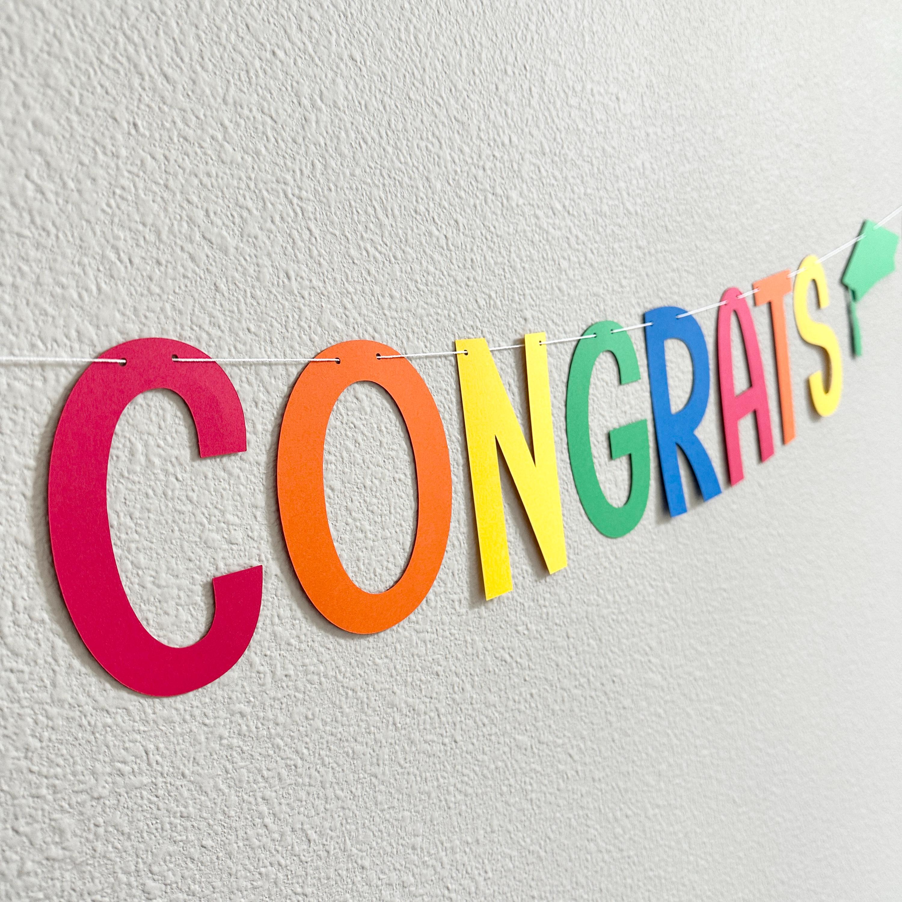 Congrats Grad, Graduation Banner, Rainbow Graduation Banner, Colorful Graduation Decorations, Graduation Party