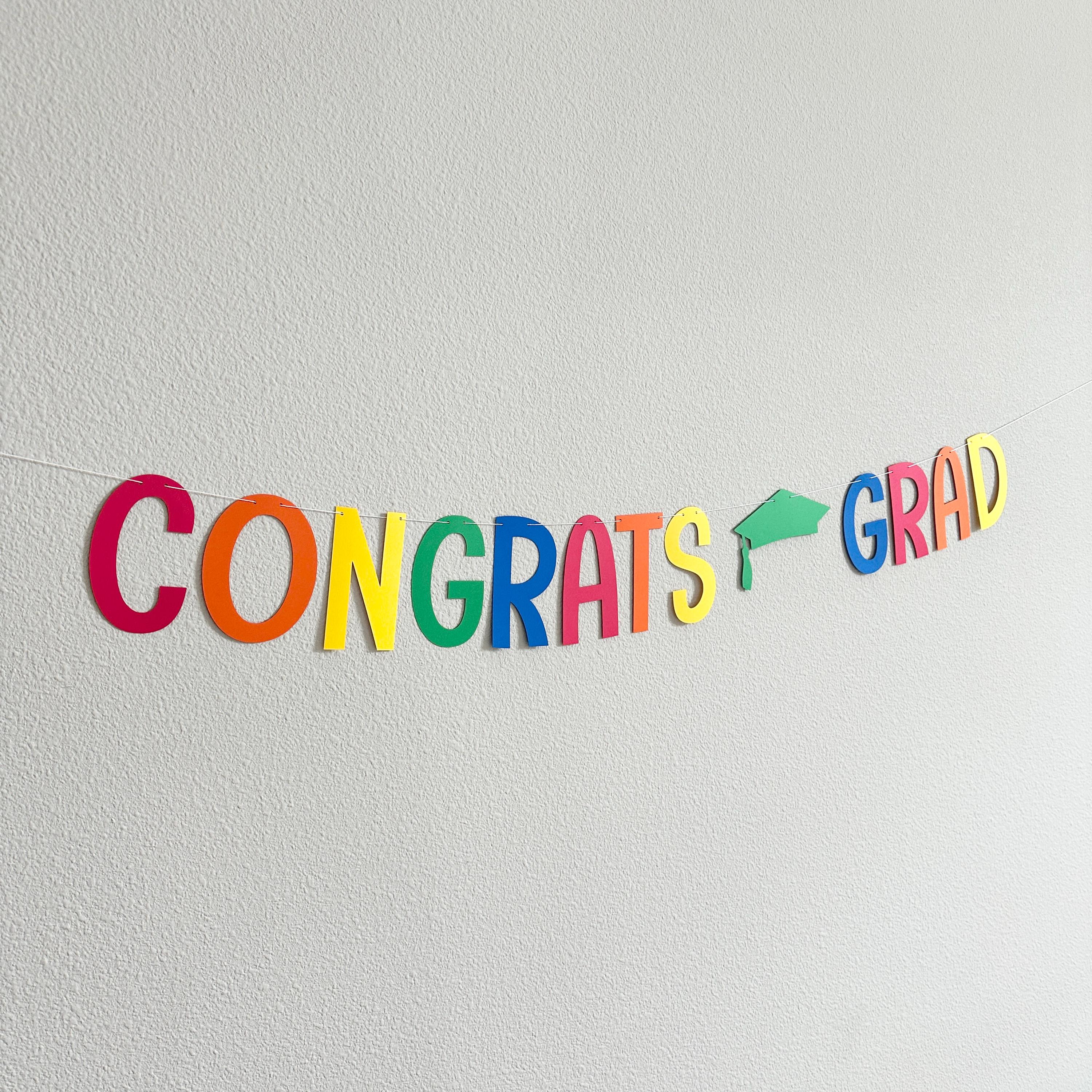 Congrats Grad, Graduation Banner, Rainbow Graduation Banner, Colorful Graduation Decorations, Graduation Party