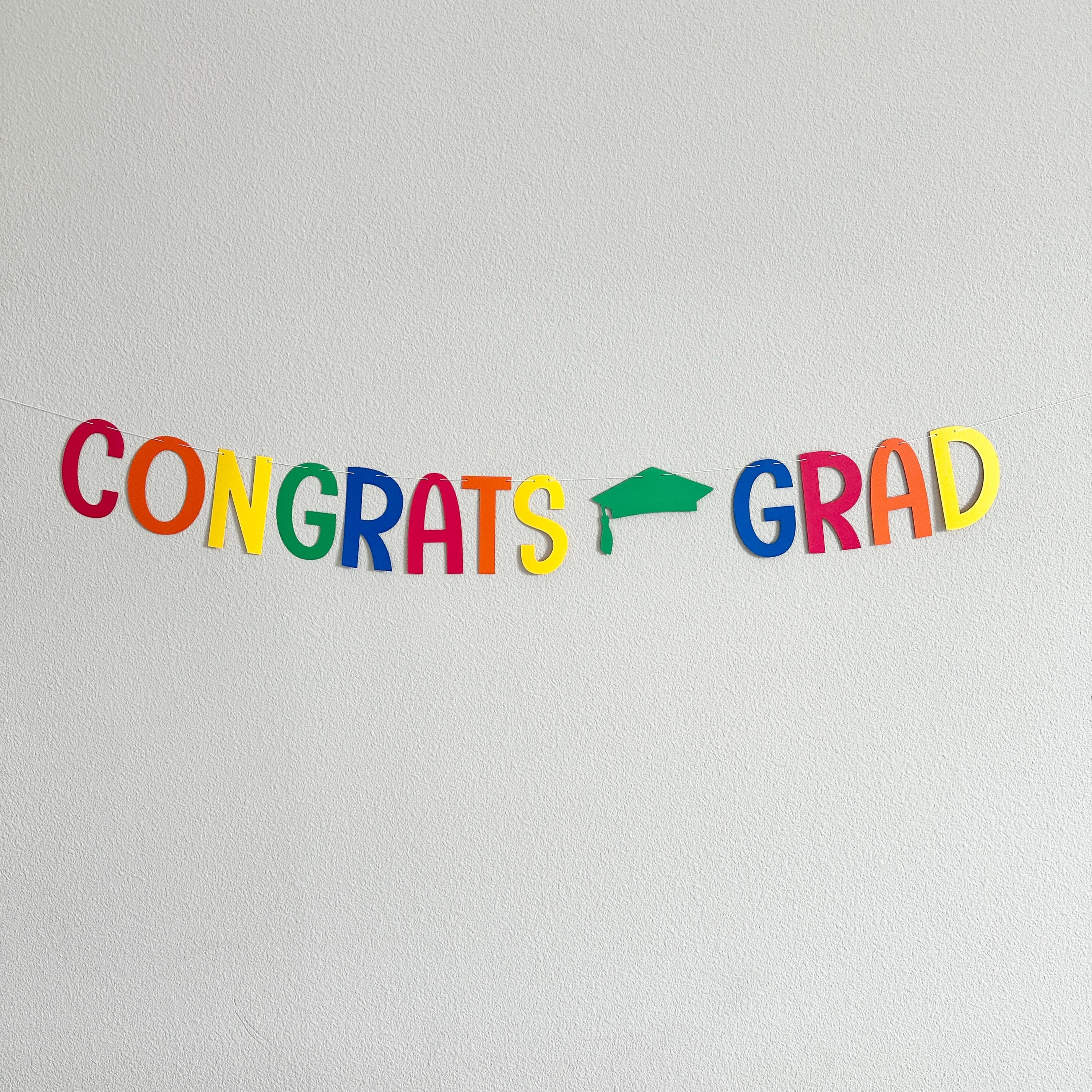 Congrats Grad, Graduation Banner, Rainbow Graduation Banner, Colorful Graduation Decorations, Graduation Party