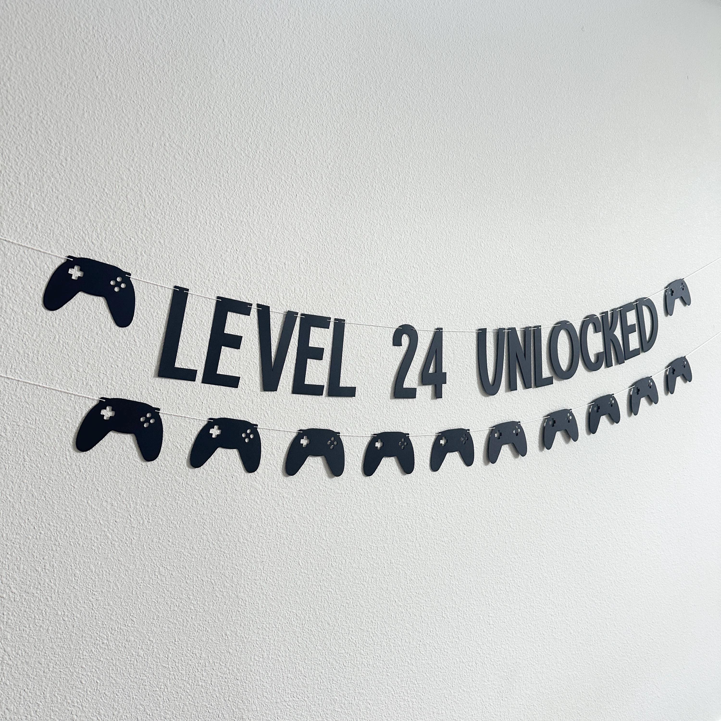 Level 24 Unlocked, Gamer Birthday, Gaming Birthday Banner, 24th Birthday, Video Game Party, 24th Birthday Party Theme Ideas