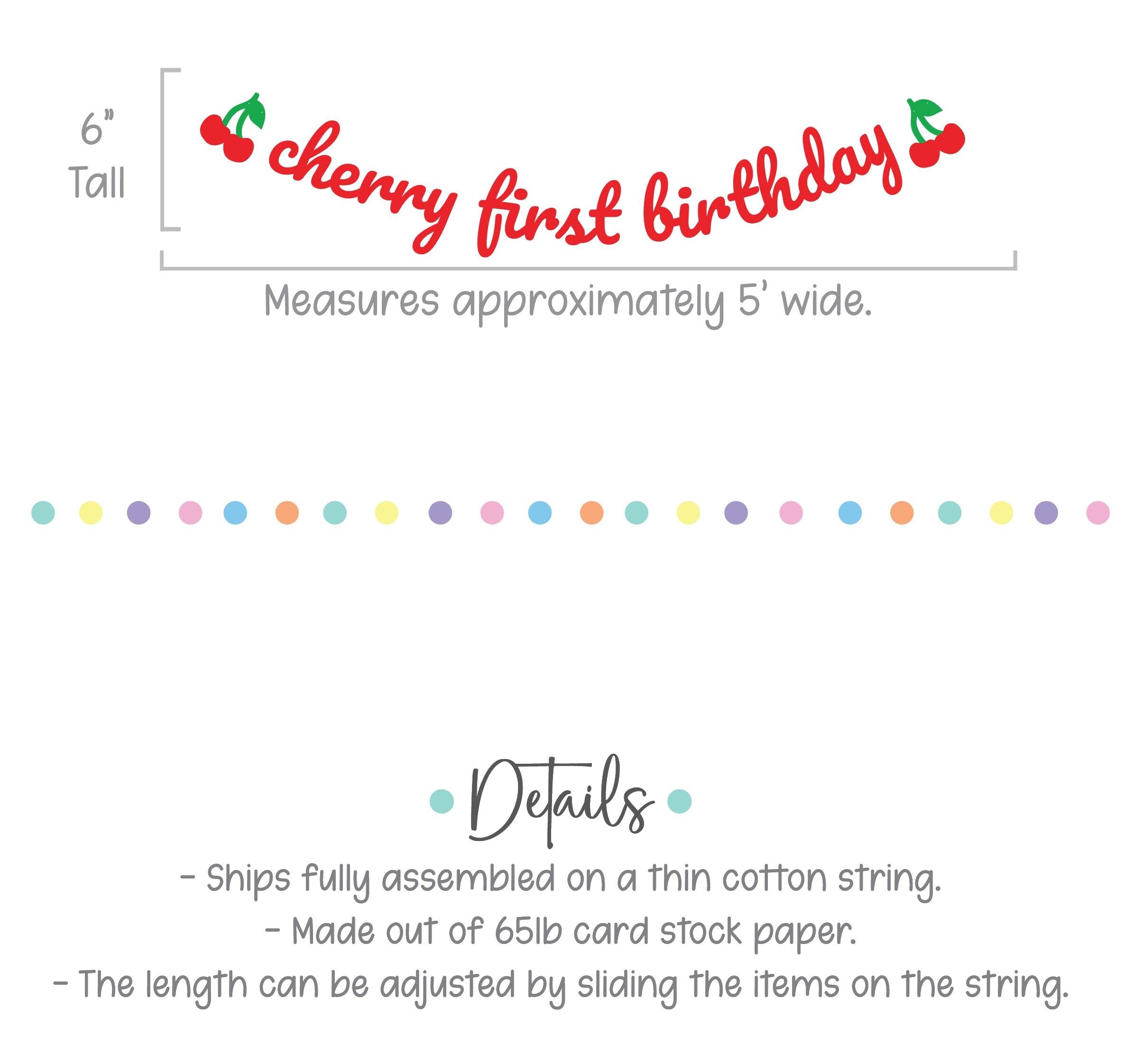 Cherry First Birthday, 1st Birthday Party Decorations, 1st Birthday Theme Ideas, Cherry 1st Birthday Banner, Cherry Birthday Party