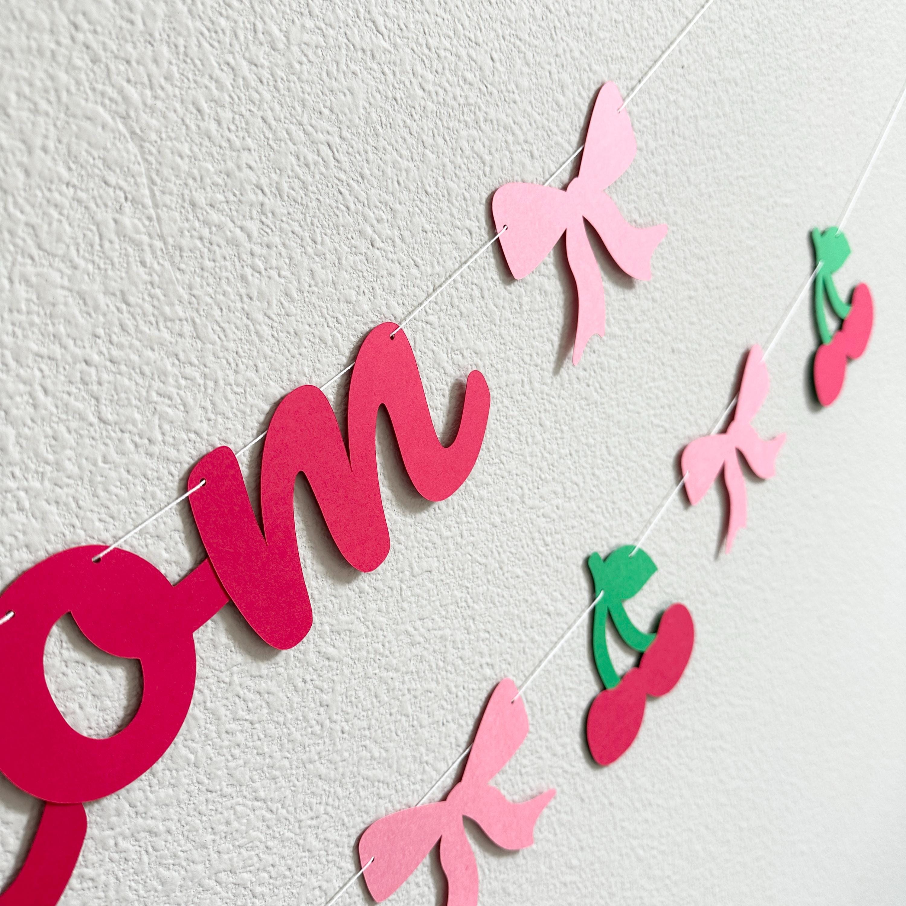 Custom Coquette Bow and Cherry Banner, Cherries and Bows Decorations, Cherry On Top Party, Cherry first Birthday Party Decorations