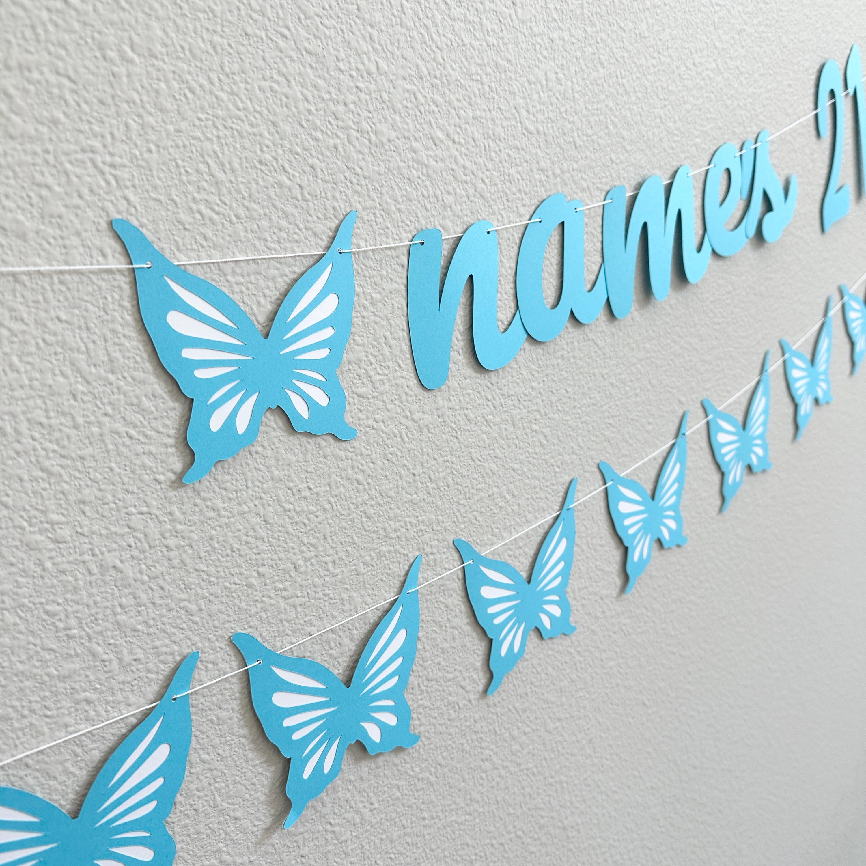 Butterfly 21st birthday Banner, 21st Birthday Party Ideas, Butterfly Birthday Decorations, Blue Butterflies, 21st Birthday Theme Ideas