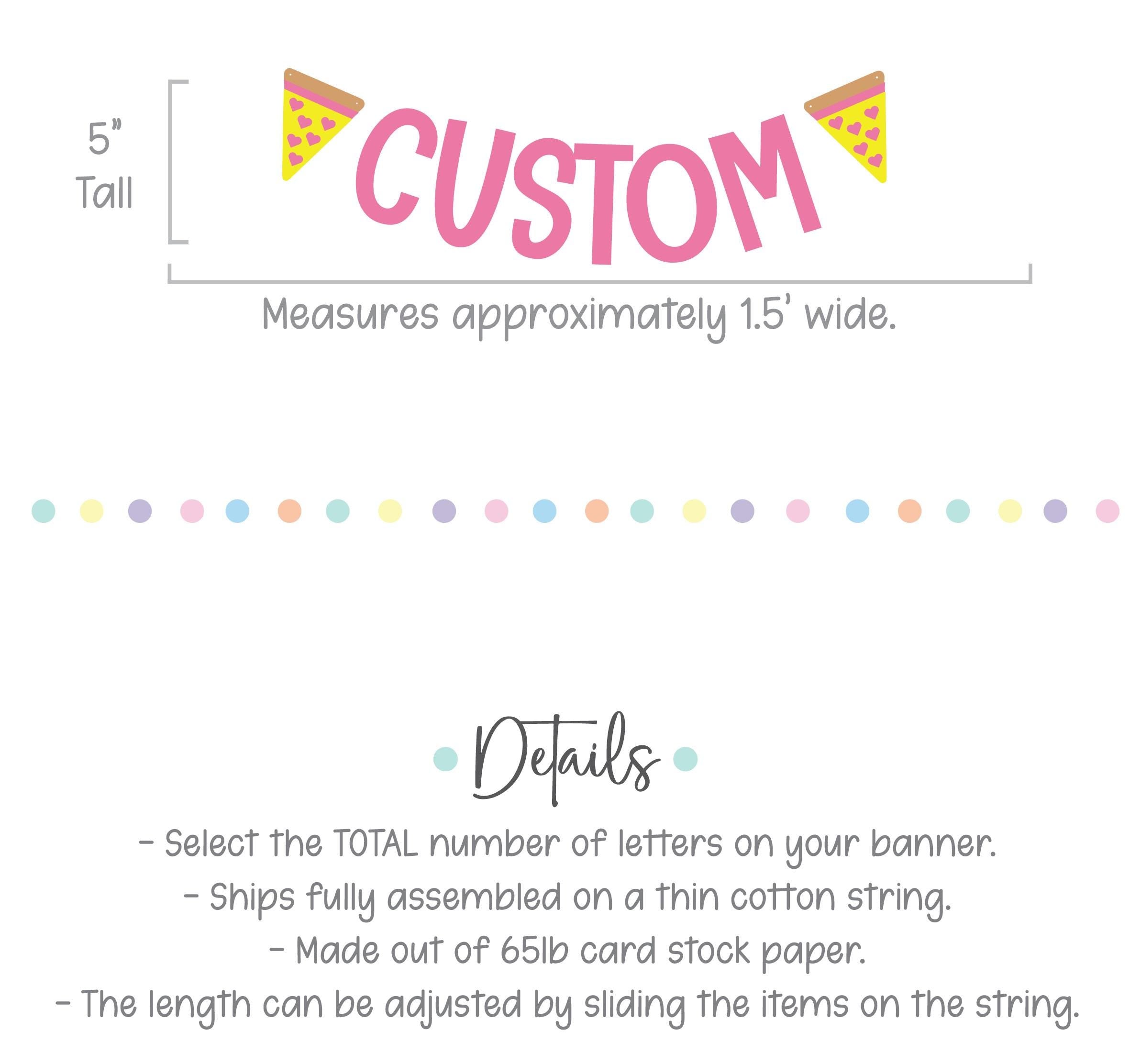 Custom Pizza Banner, Pizza Hearts Decorations, Pink Pizza Birthday Party Decorations, Hearts And Pizza Theme Banner, Girl&#39;s Pizza Party