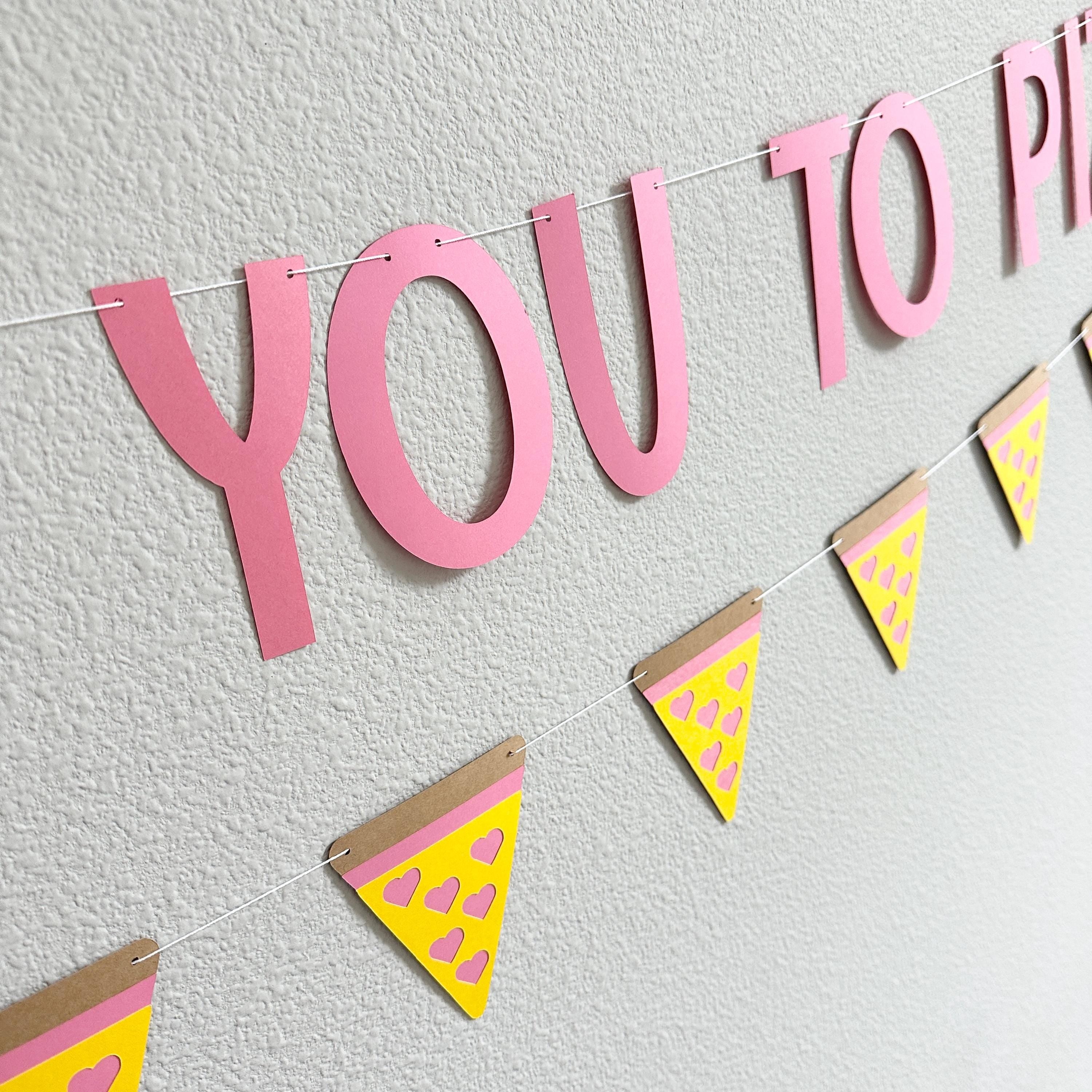 Custom Pizza Banner, Pizza Hearts Decorations, Pink Pizza Birthday Party Decorations, Hearts And Pizza Theme Banner, Girl&#39;s Pizza Party