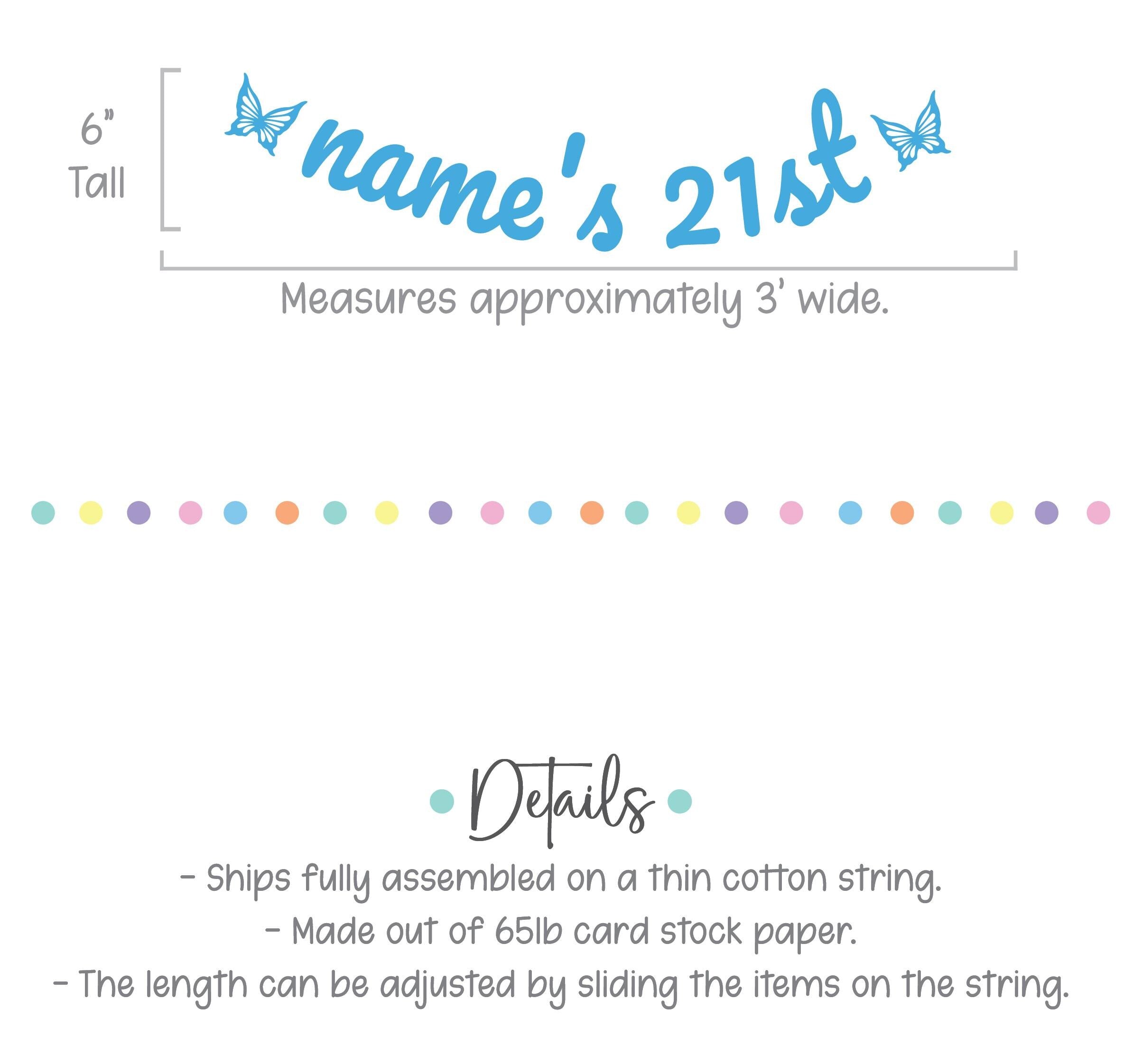 Butterfly 21st birthday Banner, 21st Birthday Party Ideas, Butterfly Birthday Decorations, Blue Butterflies, 21st Birthday Theme Ideas