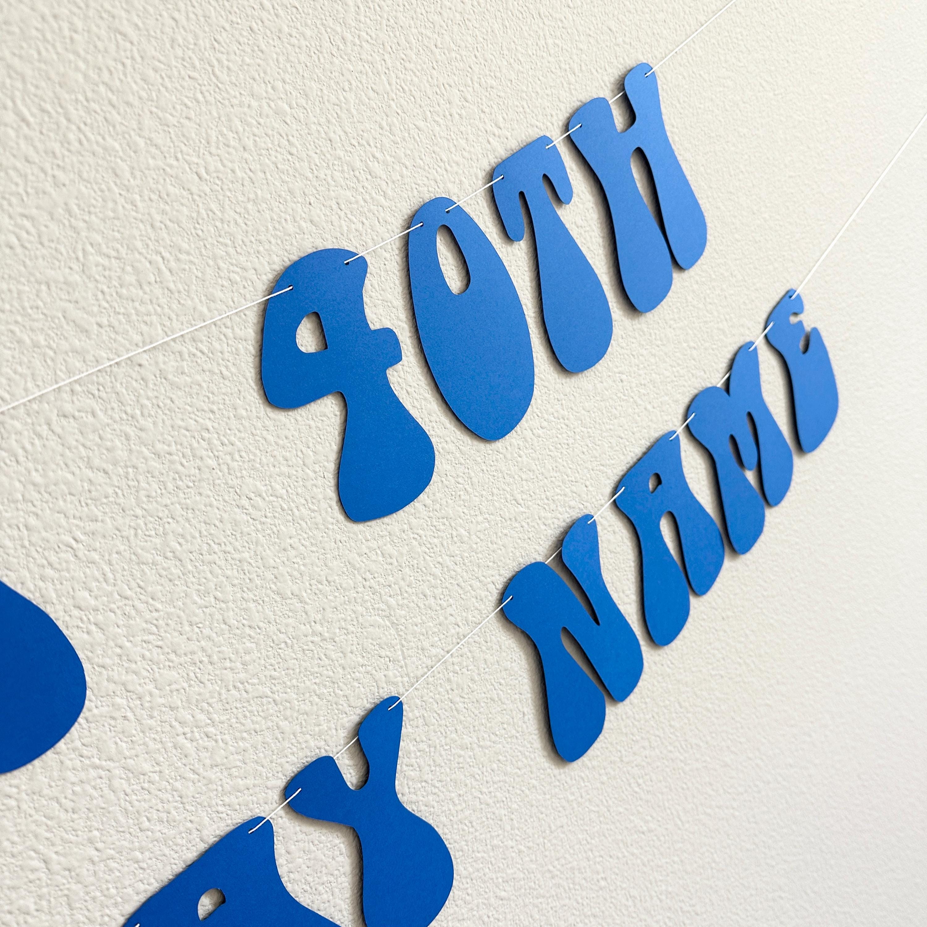 Happy 40th Birthday Name Banner, 40th Birthday Banner, 40th Birthday Celebration Decorations, Custom Birthday Banner, Royal Blue Party