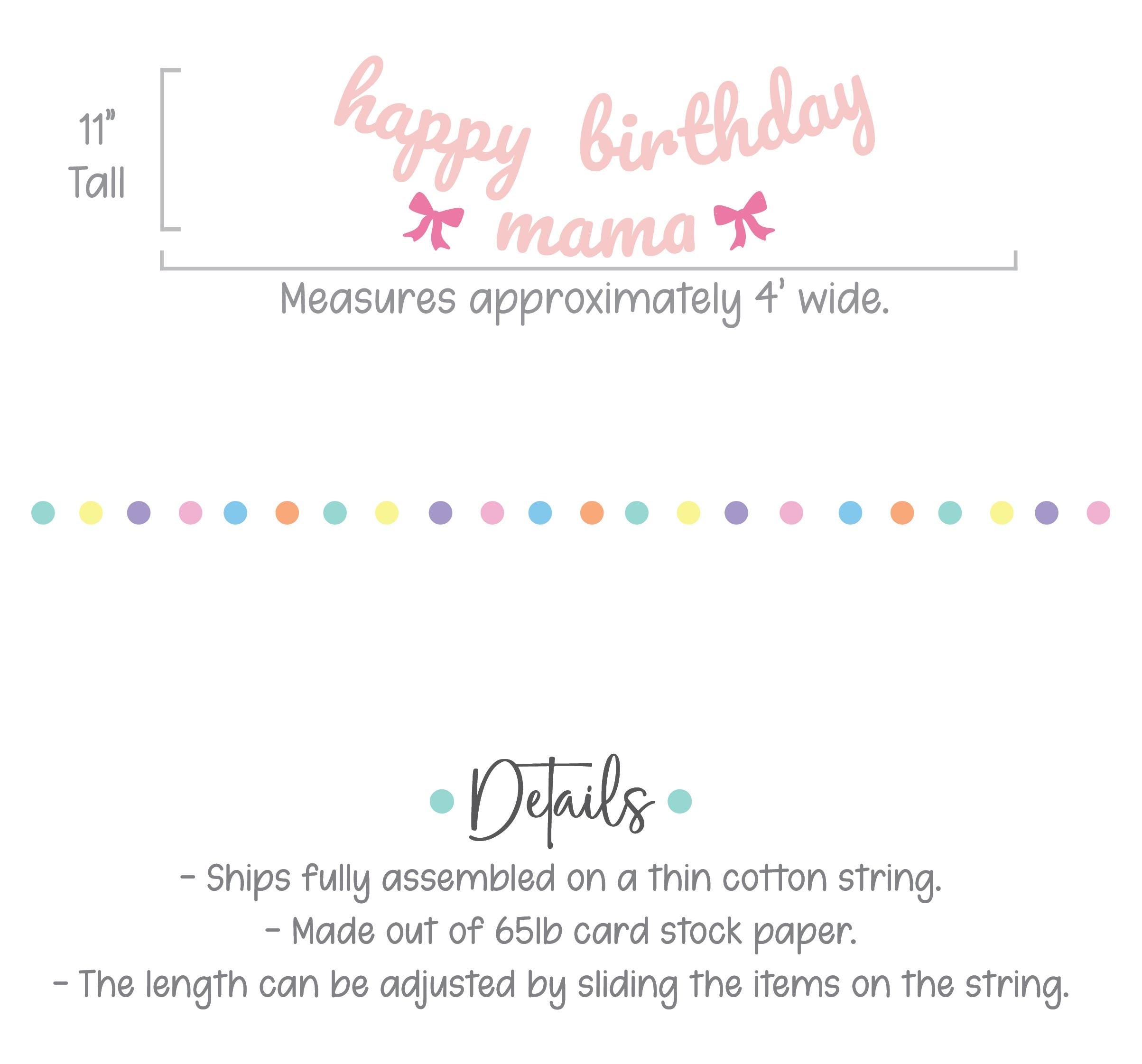 Happy Birthday Mama Banner, Coquette Birthday Banner for Mom, Mom&#39;s Birthday Decorations, Birthday Party for Mom