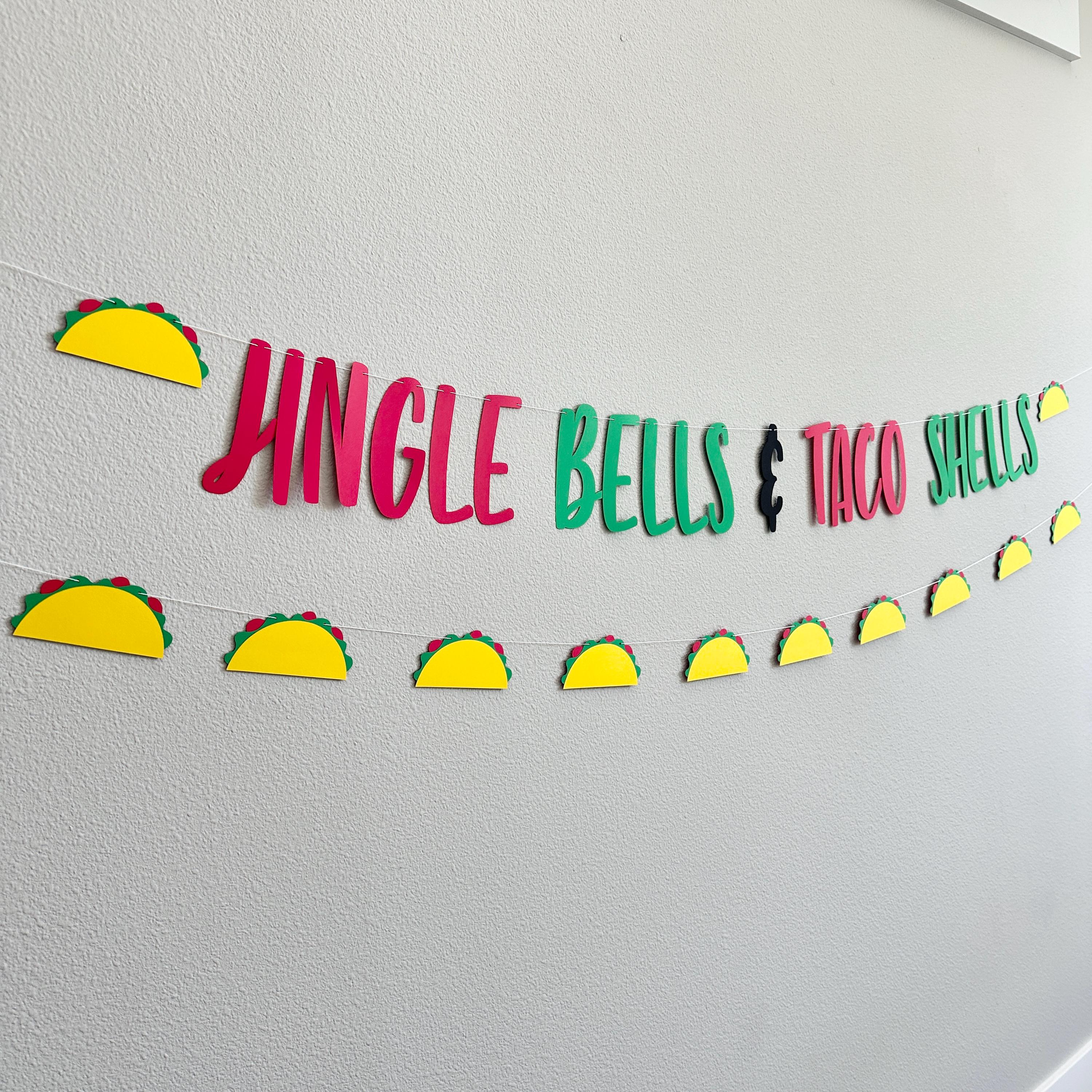 Jingle Bells & Taco Shells, Jingle Bells and Taco Shells Banner, Christmas Fiesta, Fiesta Themed Christmas, Christmas Taco Party Theme