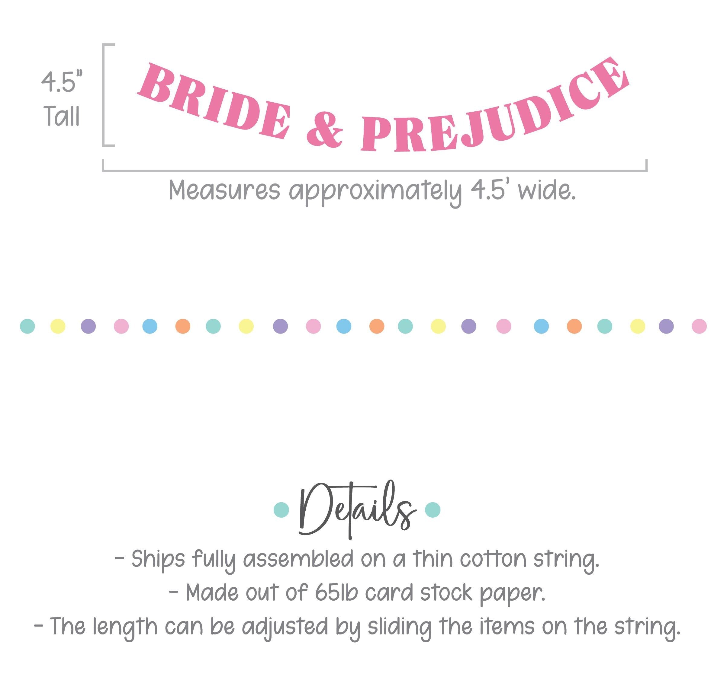 Bride & Prejudice, Bride and Prejudice Banner, Bride and Prejudice Theme, Bachelorette Theme Ideas, Bridal Shower Banner
