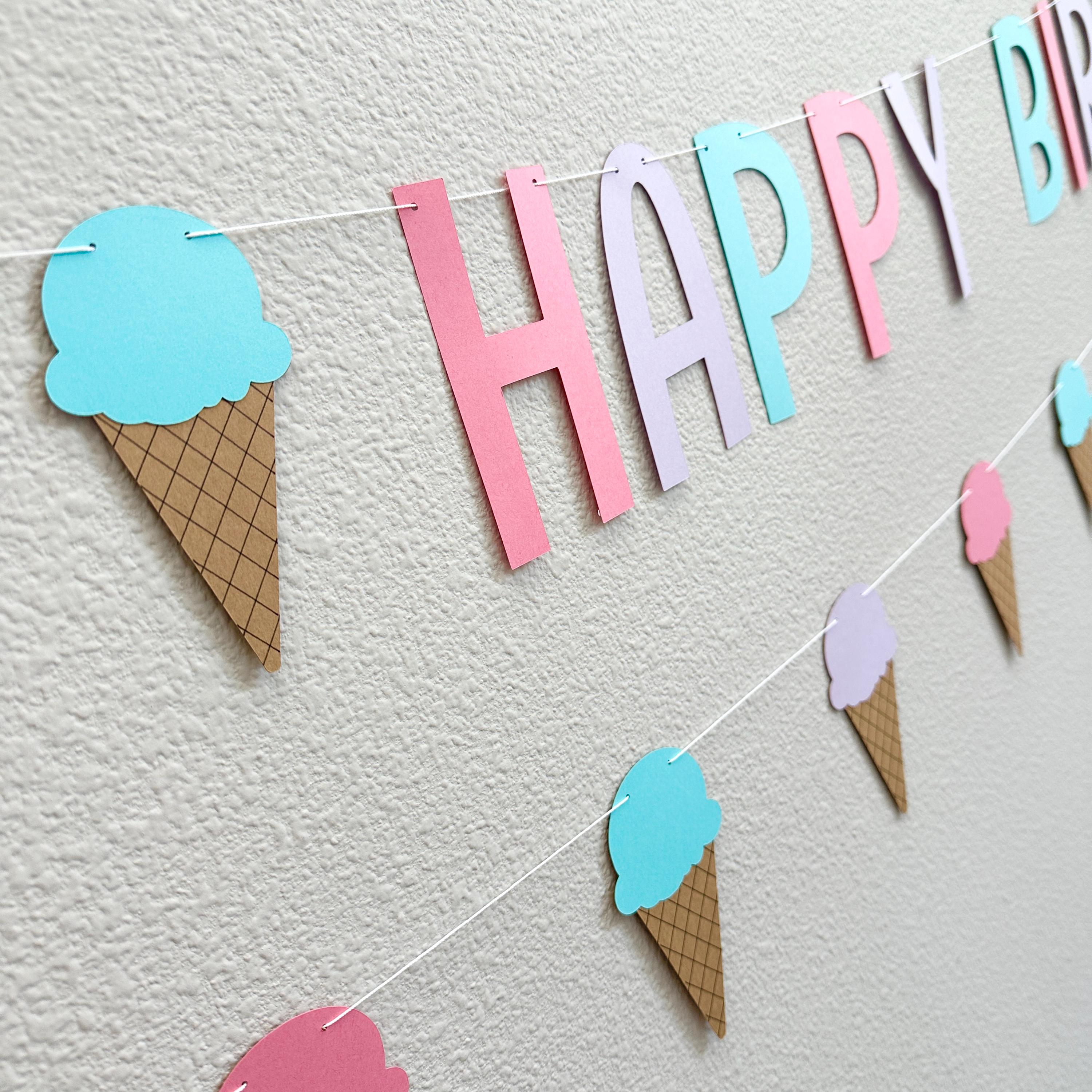 Ice Cream Birthday Party Decorations, Ice Cream Cone Birthday Banner, Ice Cream Party Ideas, Birthday Party Decorations, Summer Birthday