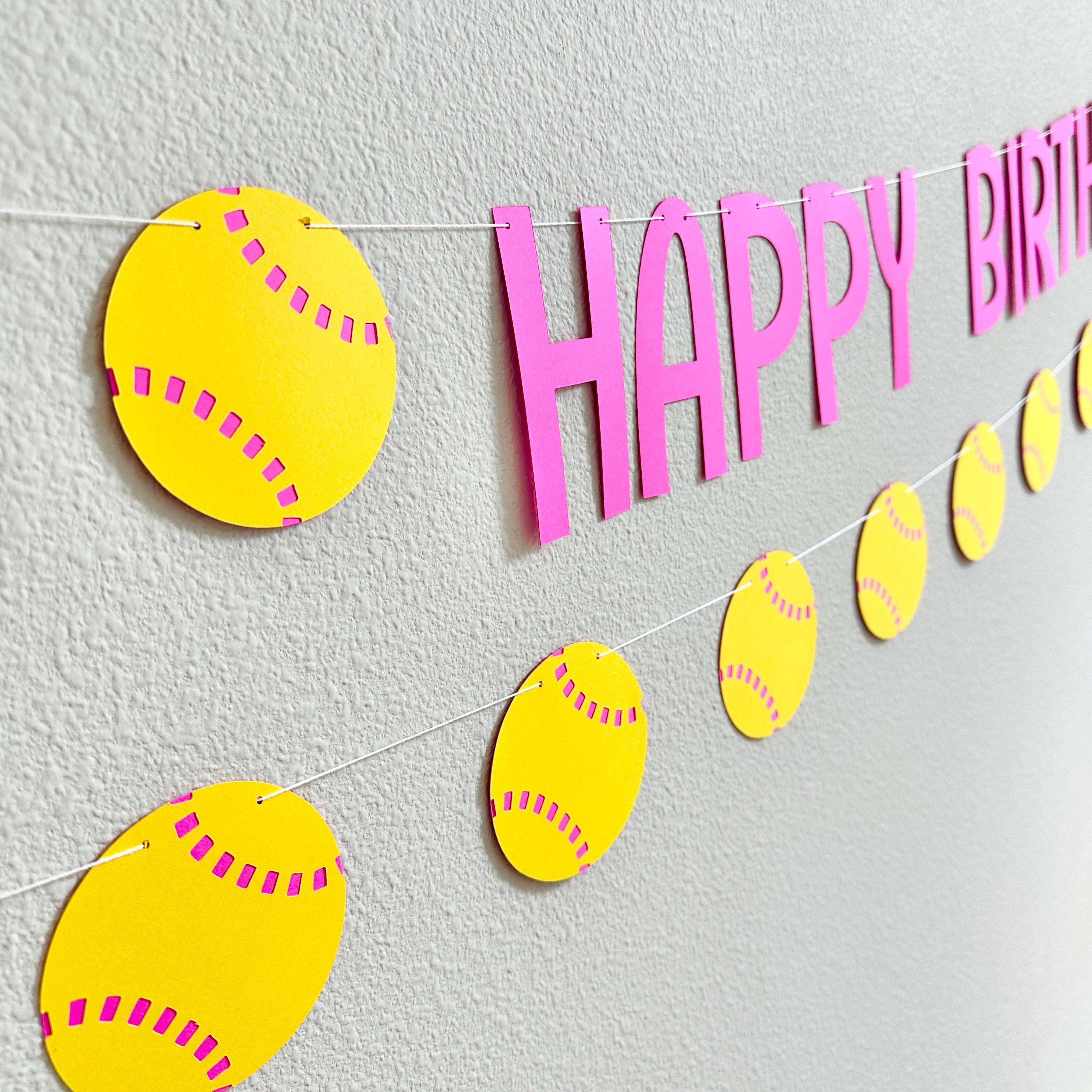 Softball Birthday Banner, Softball Themed Birthday Party Decorations, Softball Birthday Party, Softball Happy Birthday Banner