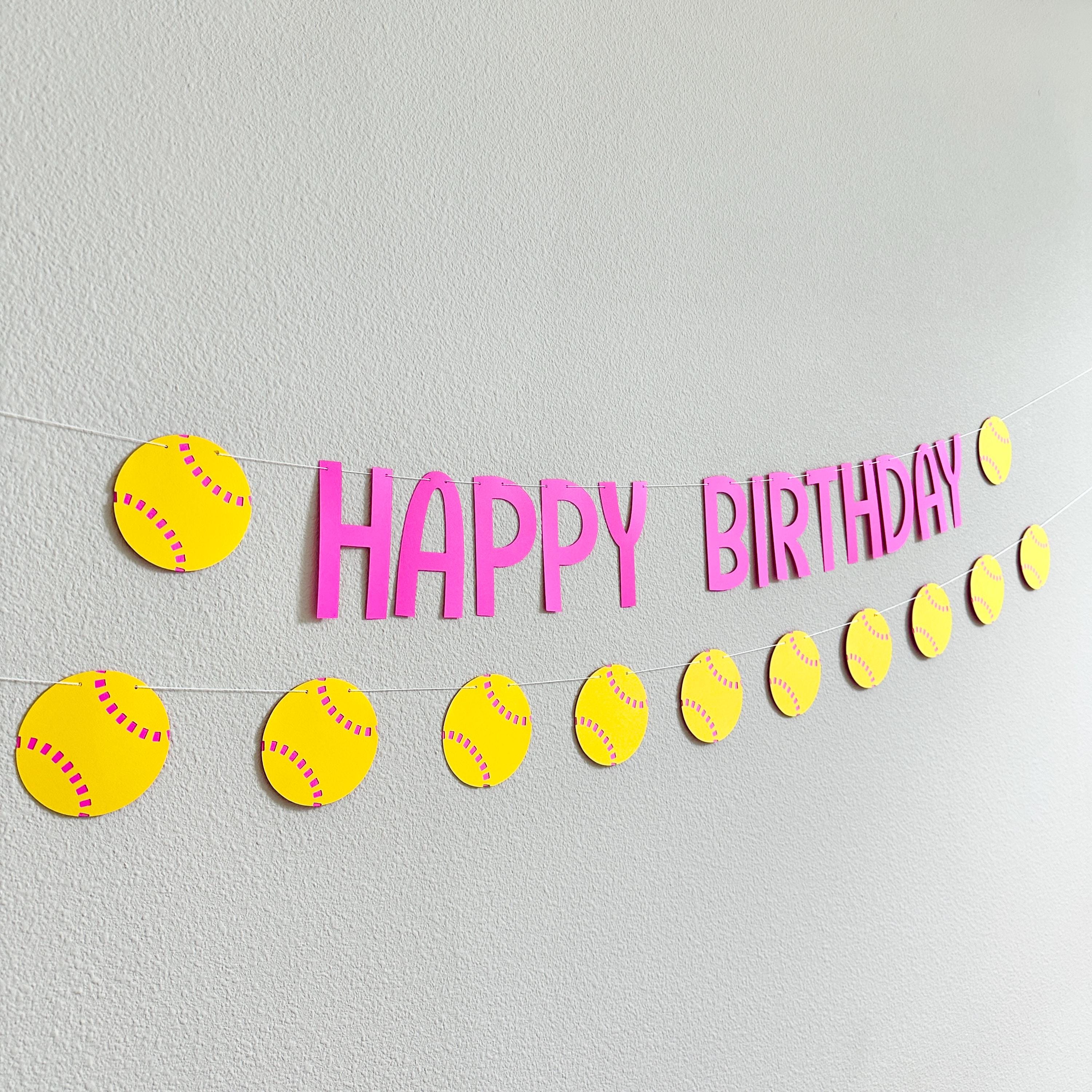 Softball Birthday Banner, Softball Themed Birthday Party Decorations, Softball Birthday Party, Softball Happy Birthday Banner