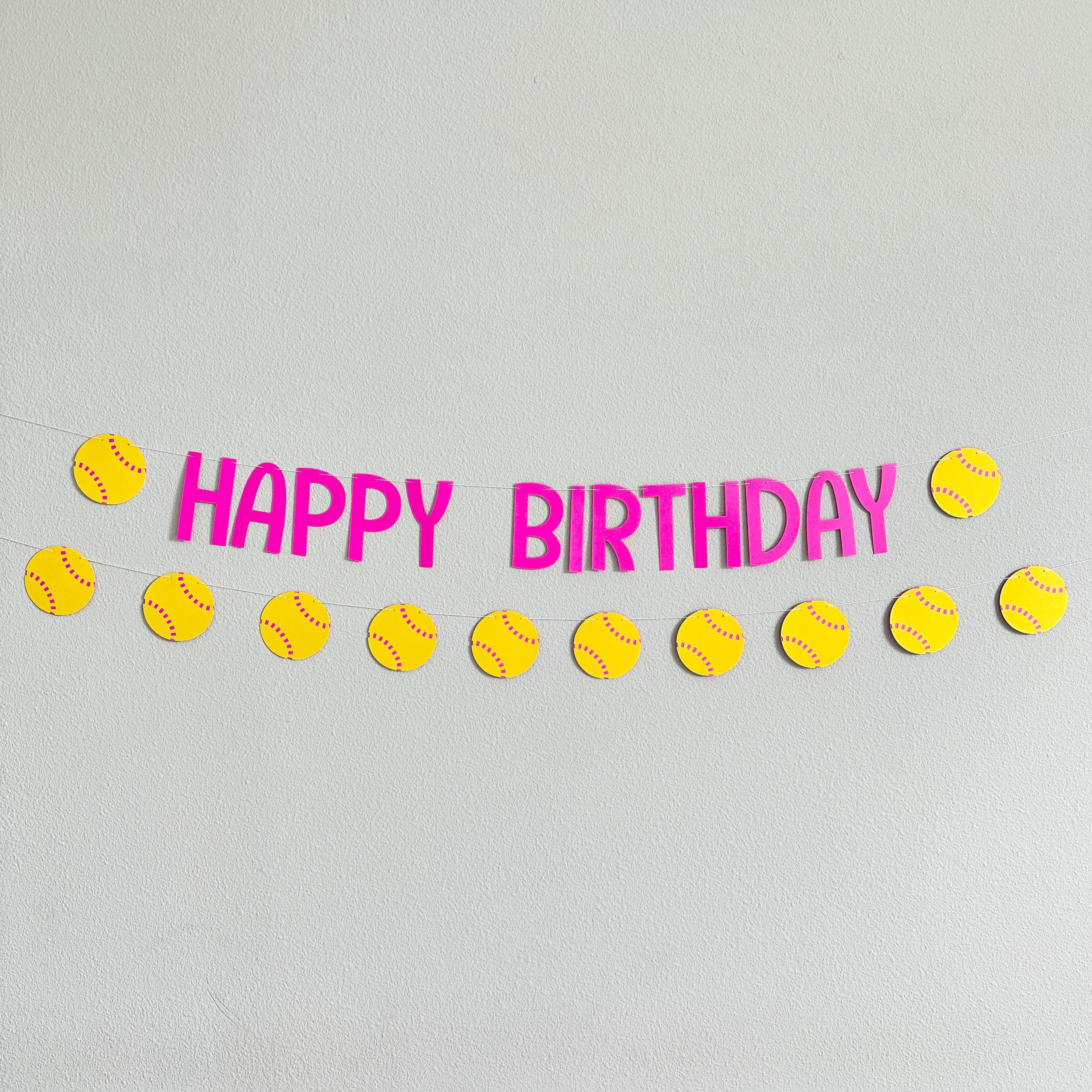 Softball Birthday Banner, Softball Themed Birthday Party Decorations, Softball Birthday Party, Softball Happy Birthday Banner