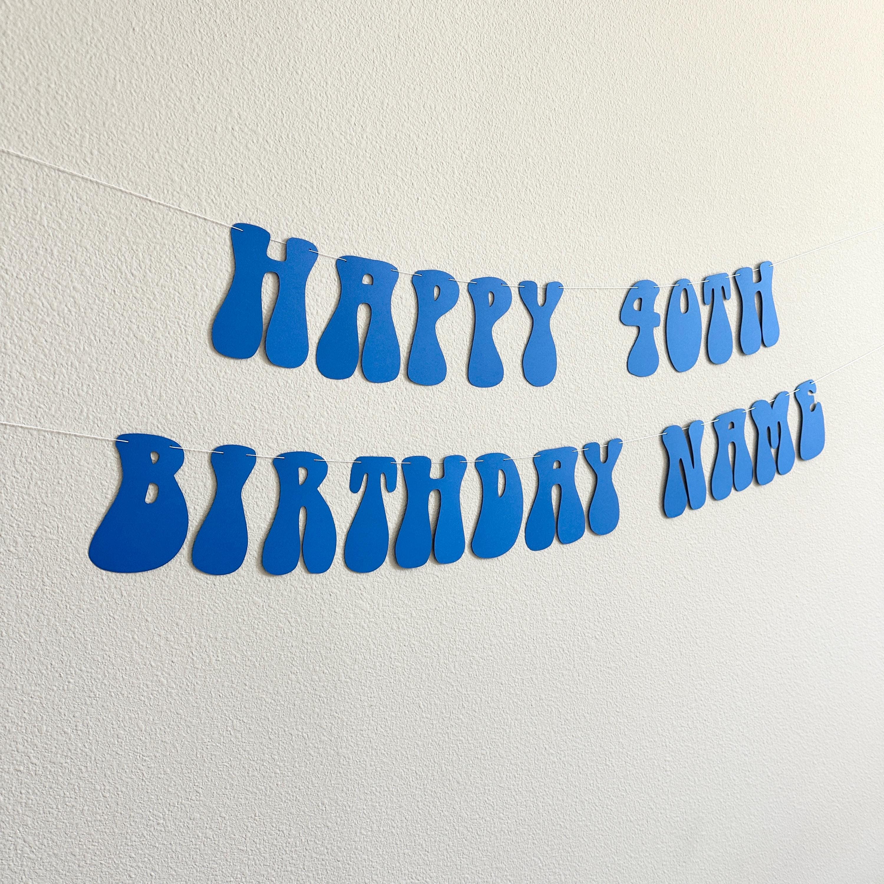 Happy 40th Birthday Name Banner, 40th Birthday Banner, 40th Birthday Celebration Decorations, Custom Birthday Banner, Royal Blue Party